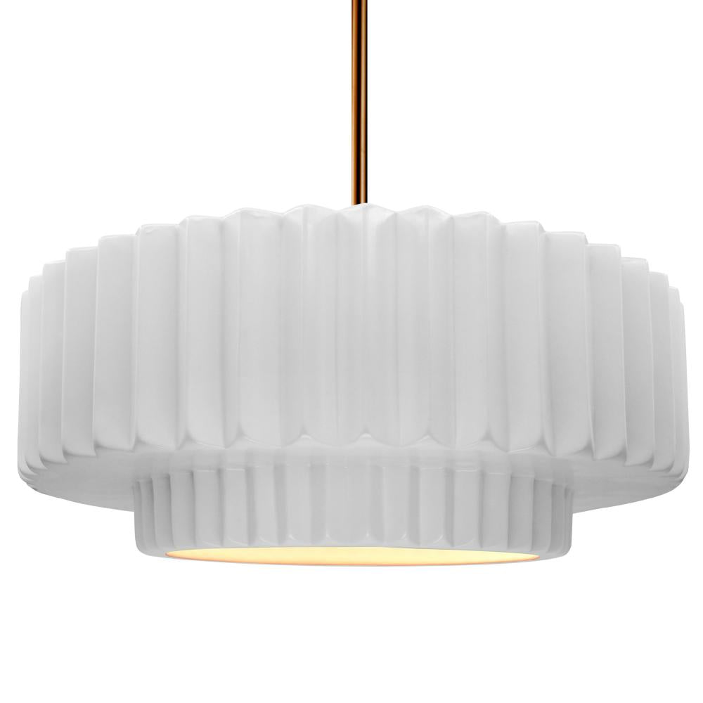 Justice Design Group RADIANCE CER-6555-WHT-BRSS-RIGID Pendant - Gloss White