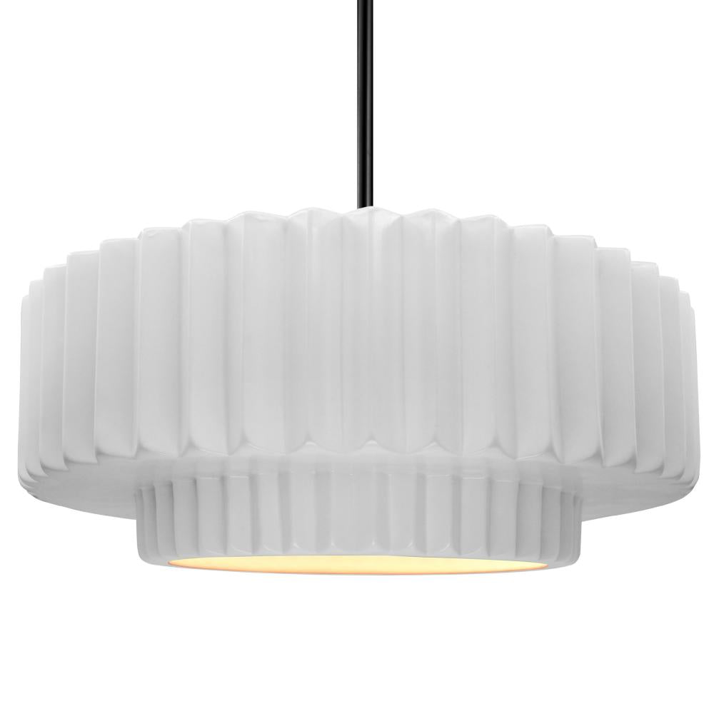 Justice Design Group RADIANCE CER-6555-WHT-MBLK-RIGID Pendant - Gloss White