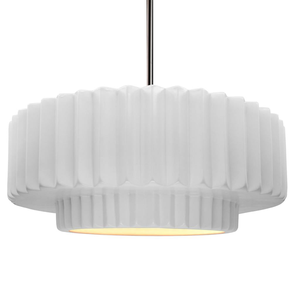 Justice Design Group RADIANCE CER-6555-WHT-NCKL-RIGID Pendant - Gloss White