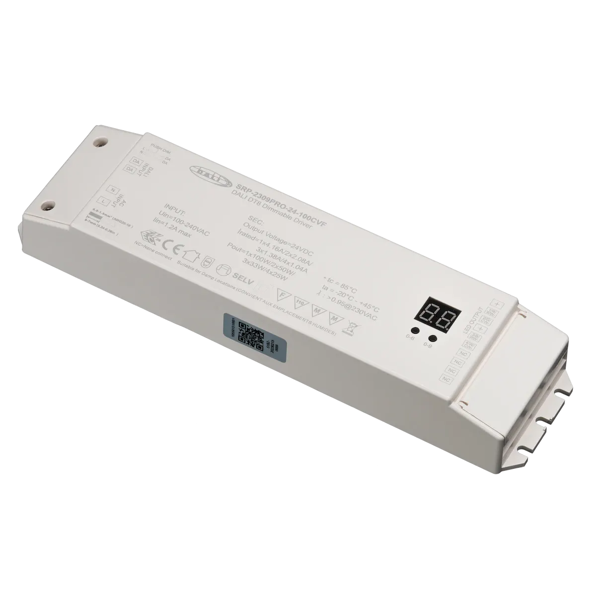 DALI-2 Certified DT8 100W 24VDC CV Dimmable LED Driver + 4-Channel Decoder