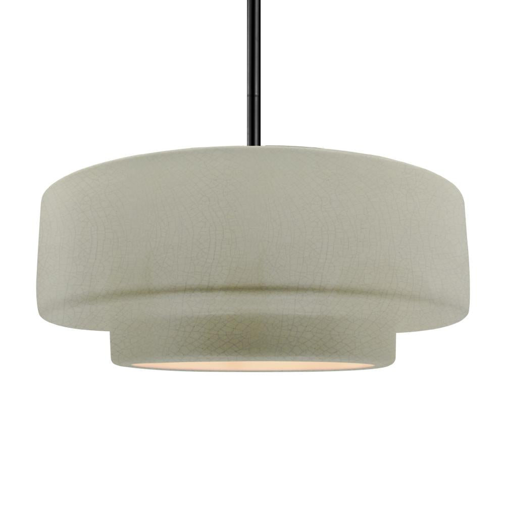 Justice Design Group RADIANCE CER-6545-CKC-MBLK-RIGID-LED1-700 Pendant - Celadon Green Crackle