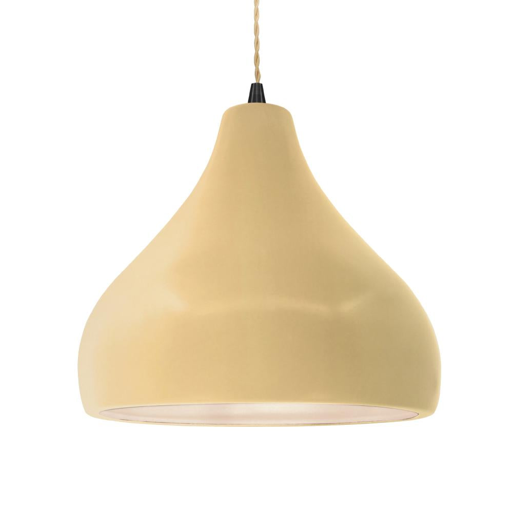 Justice Design Group RADIANCE CER-6565-MYLW-MBLK-BEIG-TWST-LED1-700 Pendant - Muted Yellow