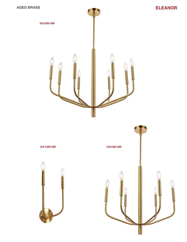 Dainolite ELEANOR ELN-246C-AGB Chandelier Contemporary - Aged Brass