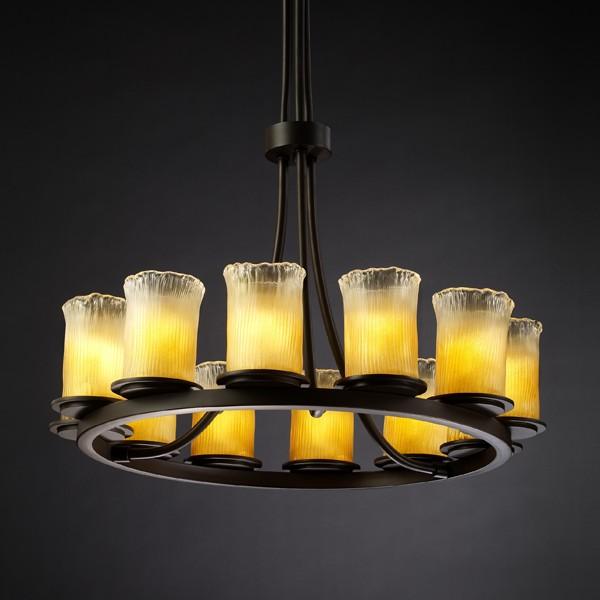 Justice Design Group DAKOTA FAMILY GLA-8763-16-GLDC-DBRZ Chandelier Transitional - Bronze