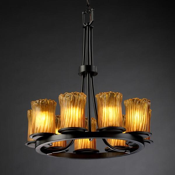 Justice Design Group DAKOTA FAMILY GLA-8766-16-AMBR-MBLK Chandelier Transitional - Black