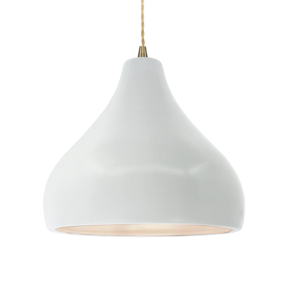 Justice Design Group RADIANCE CER-6565-WTWT-ABRS-BEIG-TWST-LED1-700 Pendant - Gloss White