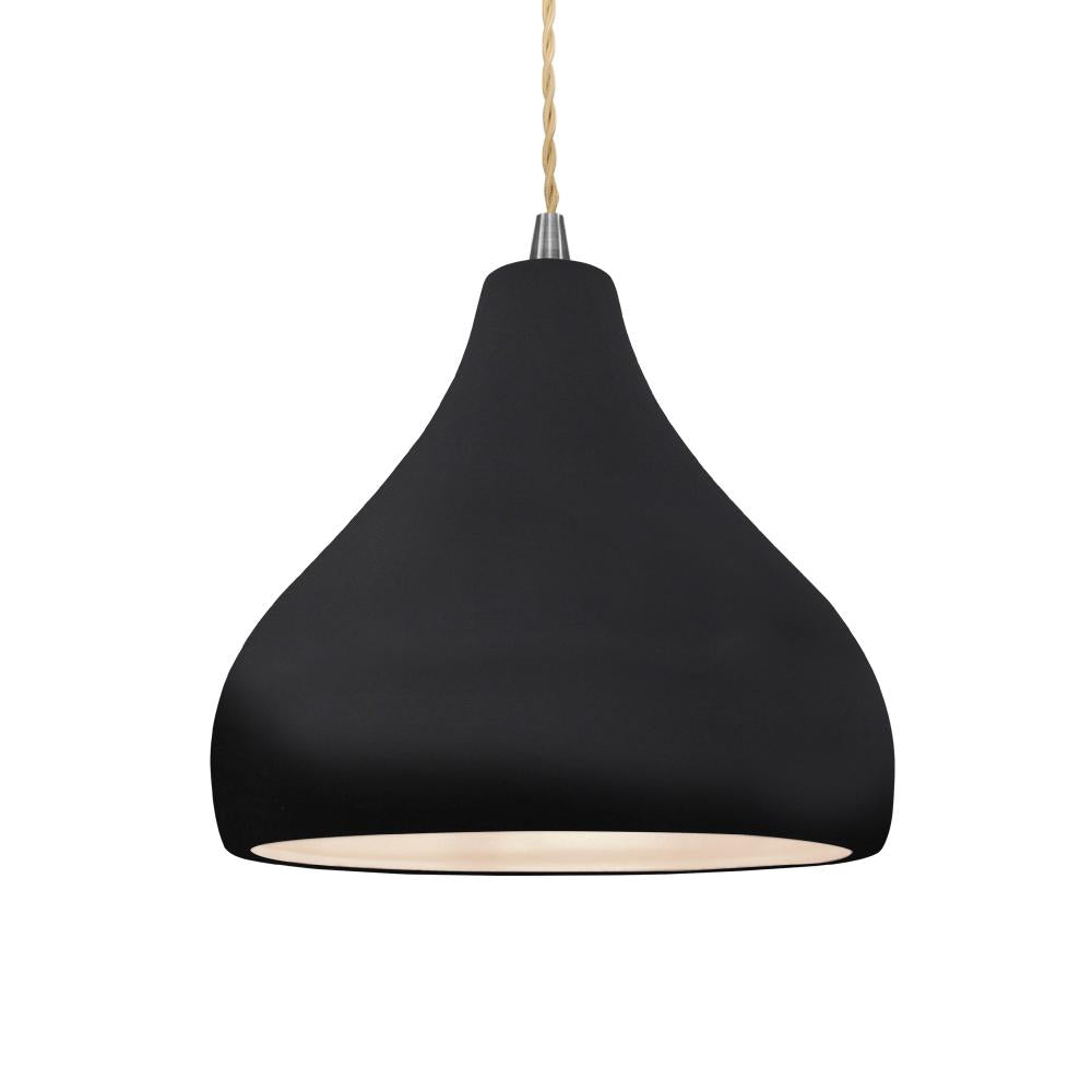 Justice Design Group RADIANCE CER-6563-BLK-NCKL-BEIG-TWST-LED1-700 Pendant - Gloss Black