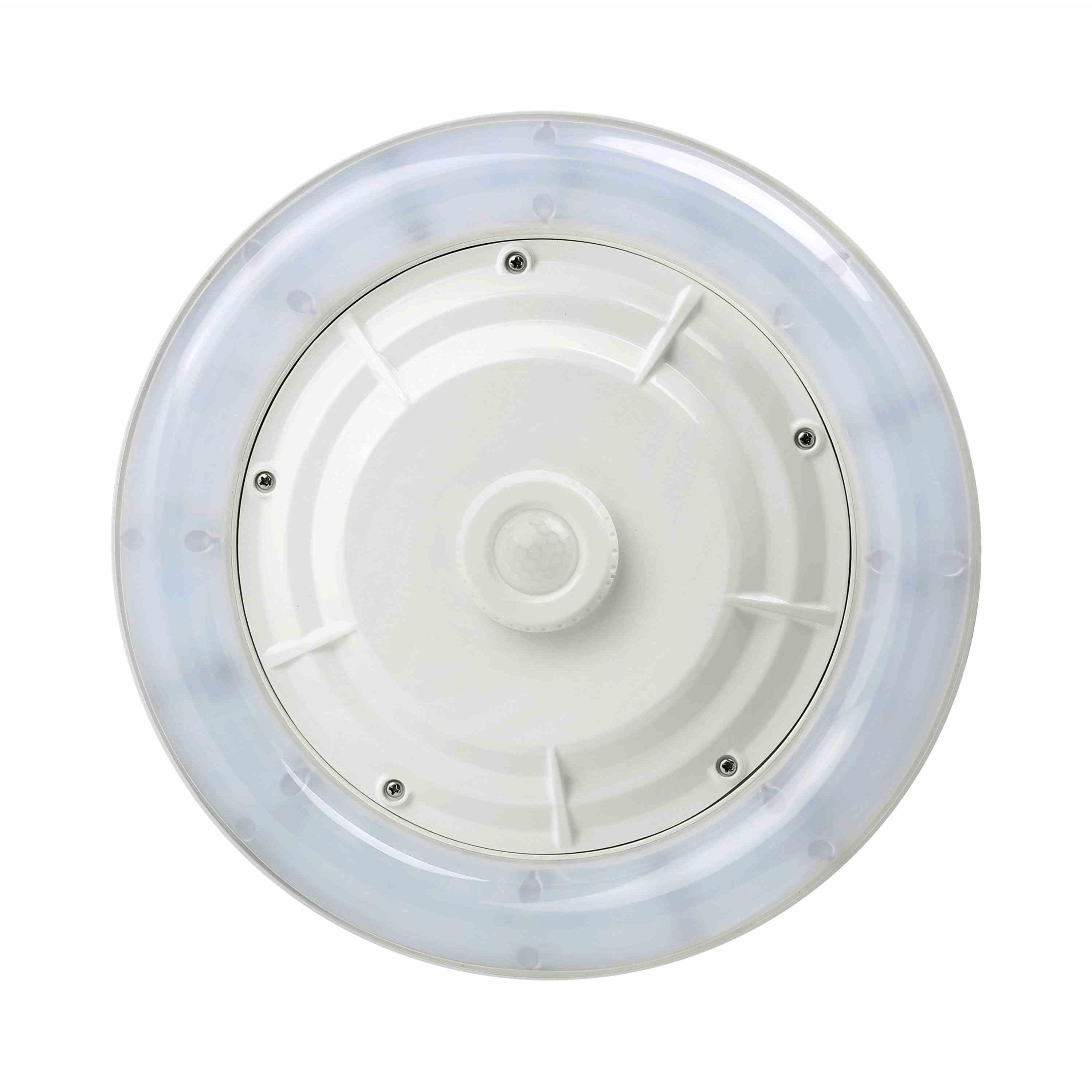 MCP03 Round LED Canopy Light 45W 5700LM 120-277VAC Dimmable 5000K Parking Garage Lens Bi-level Motion Sensor - White