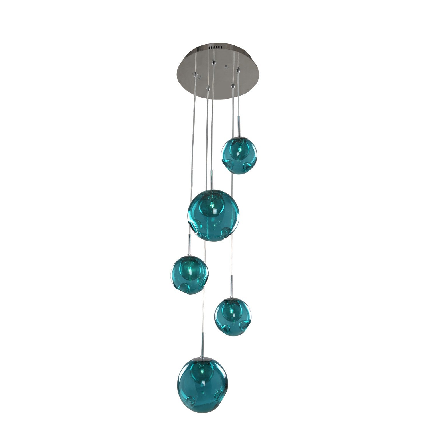 Kalco Meteor 5 Light Pendant – Polished Chrome – 309541CH/AQUA