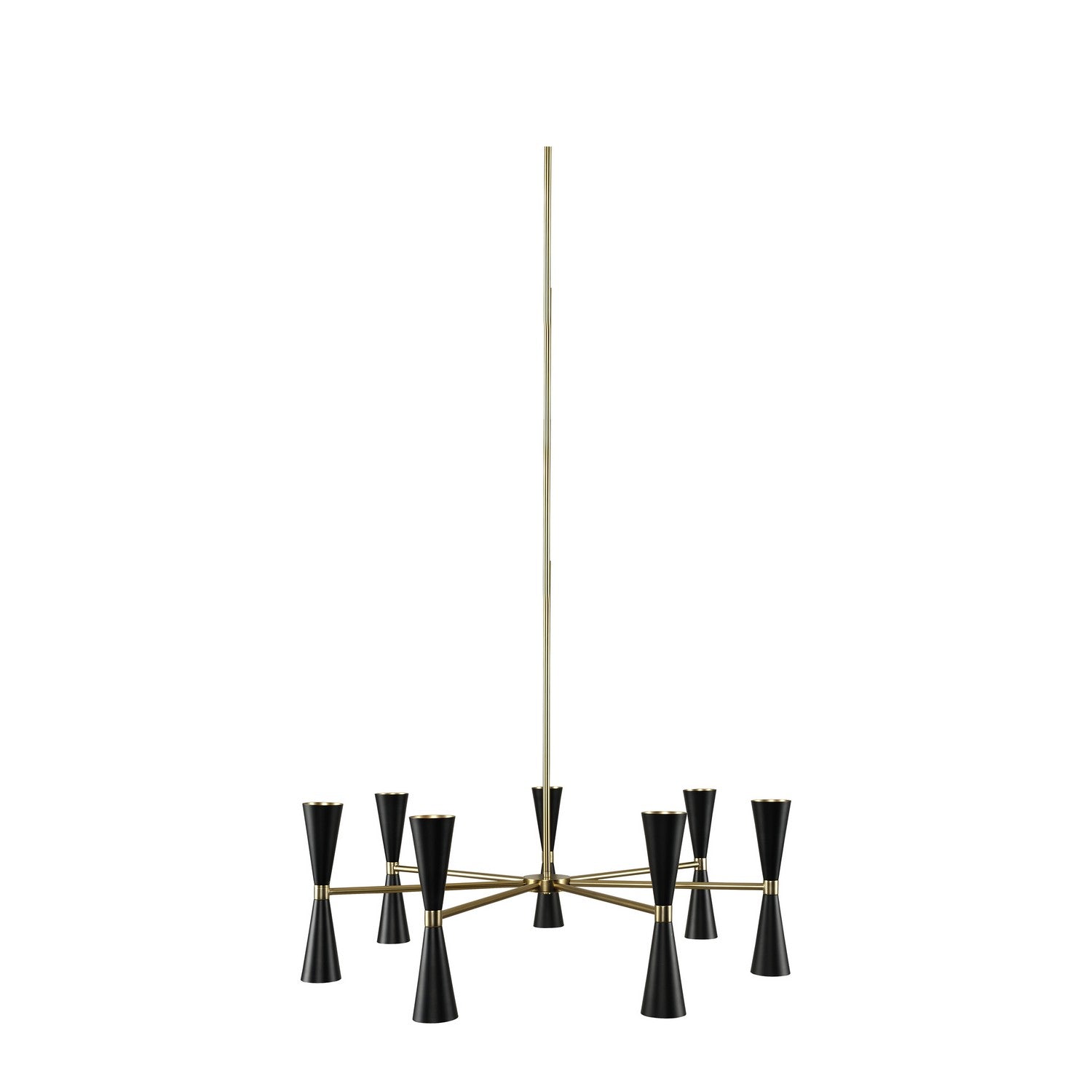 Kalco Milo 7 Arm Chandelier – Matte Black w/ Vintage Brass – 310471BVB
