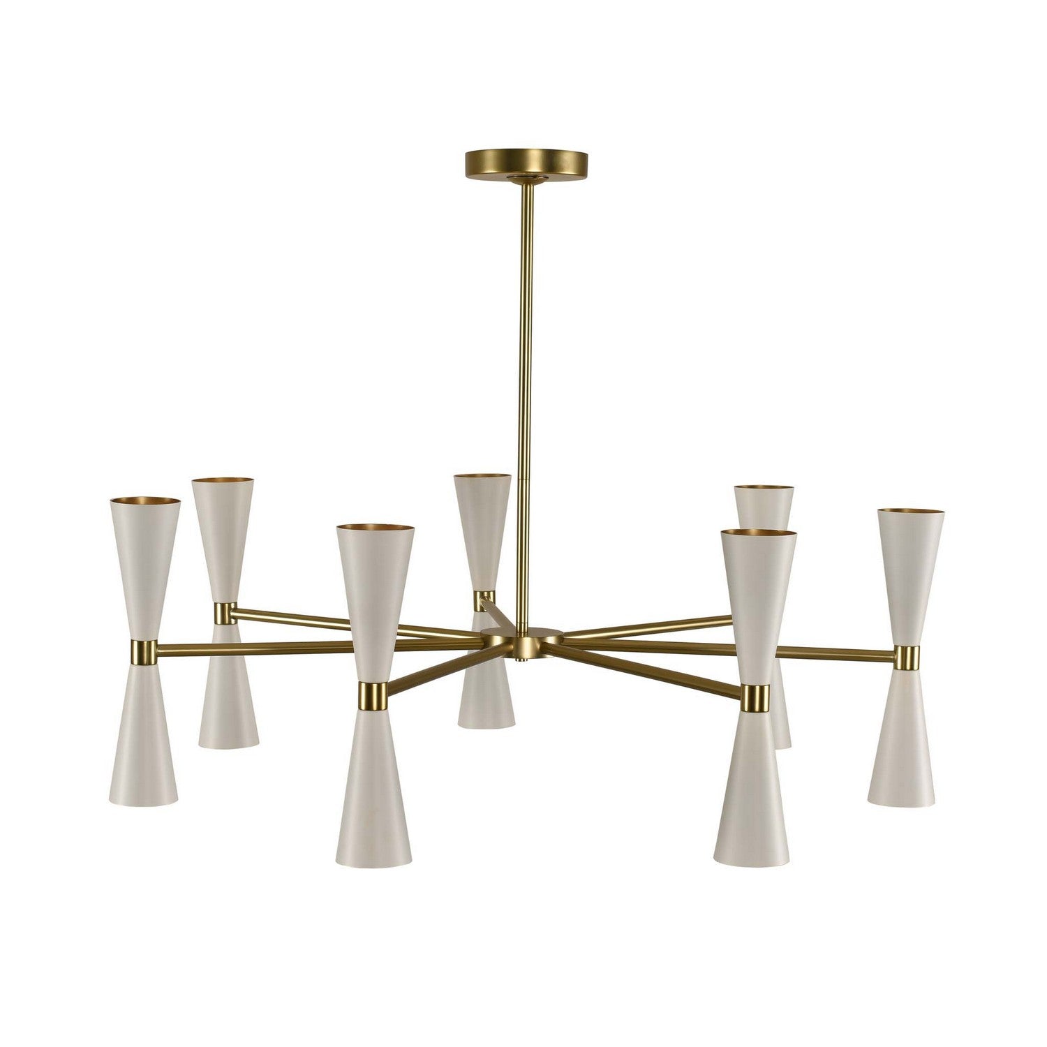 Kalco Milo 7 Arm Chandelier – White w/ Vintage Brass – 310471WVB
