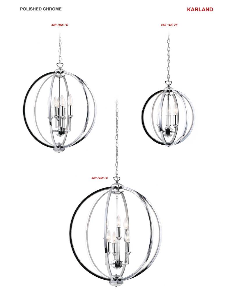 Dainolite KARLAND KAR-143C-PC Chandelier Transitional - Polished Chrome