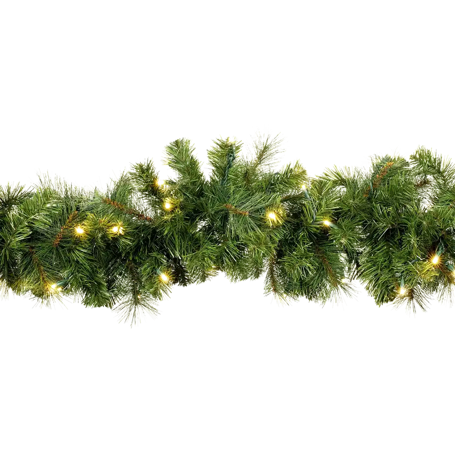 9ft Garland with 5mm LEDs at 3000K without Pinecones