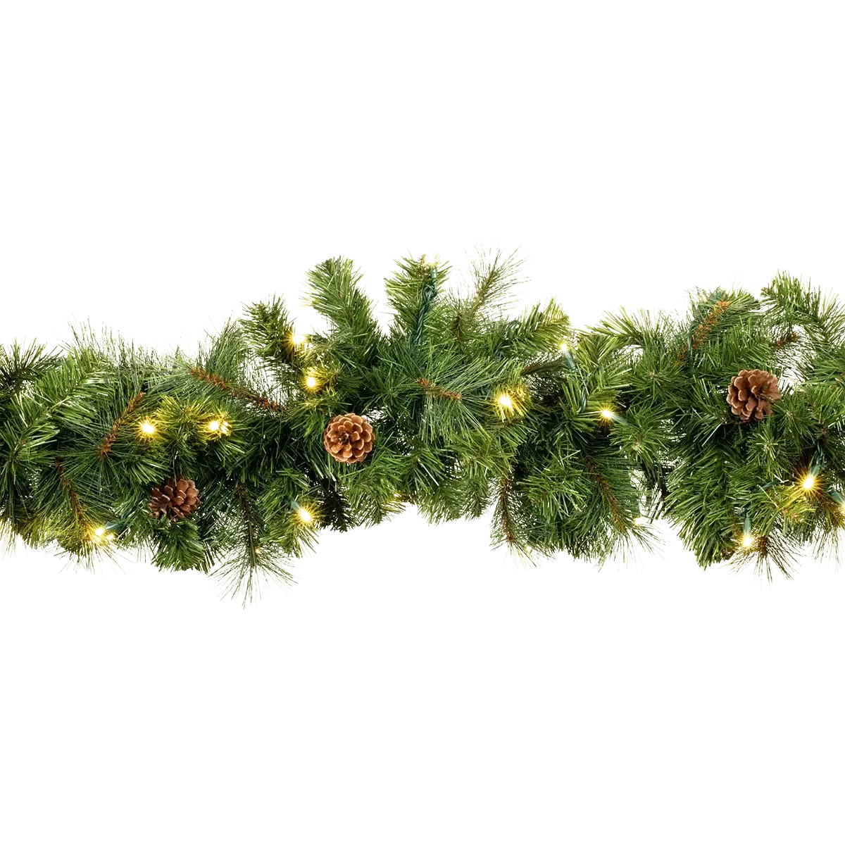 9ft Garland with Pinecones and 5mm LEDs at 3000K