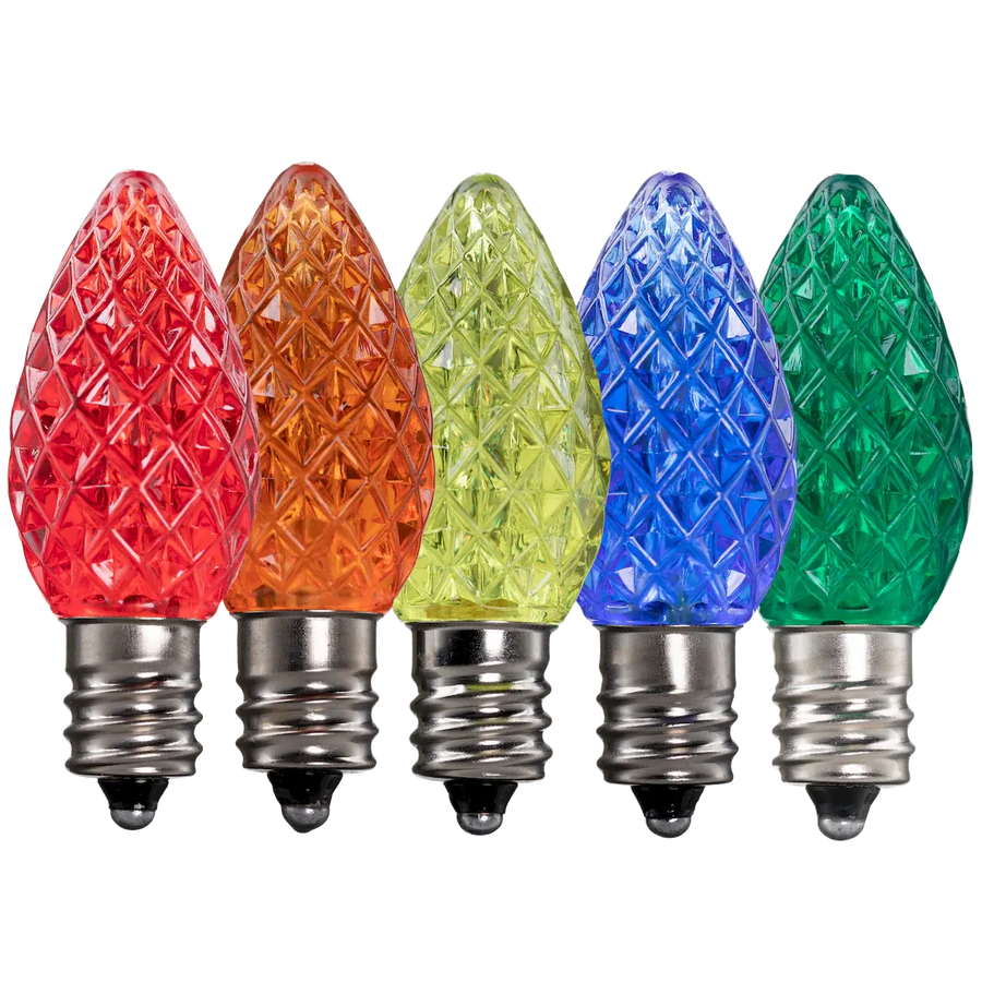 Dimmable C7 Faceted Bulb Multiple Colors Box of 25