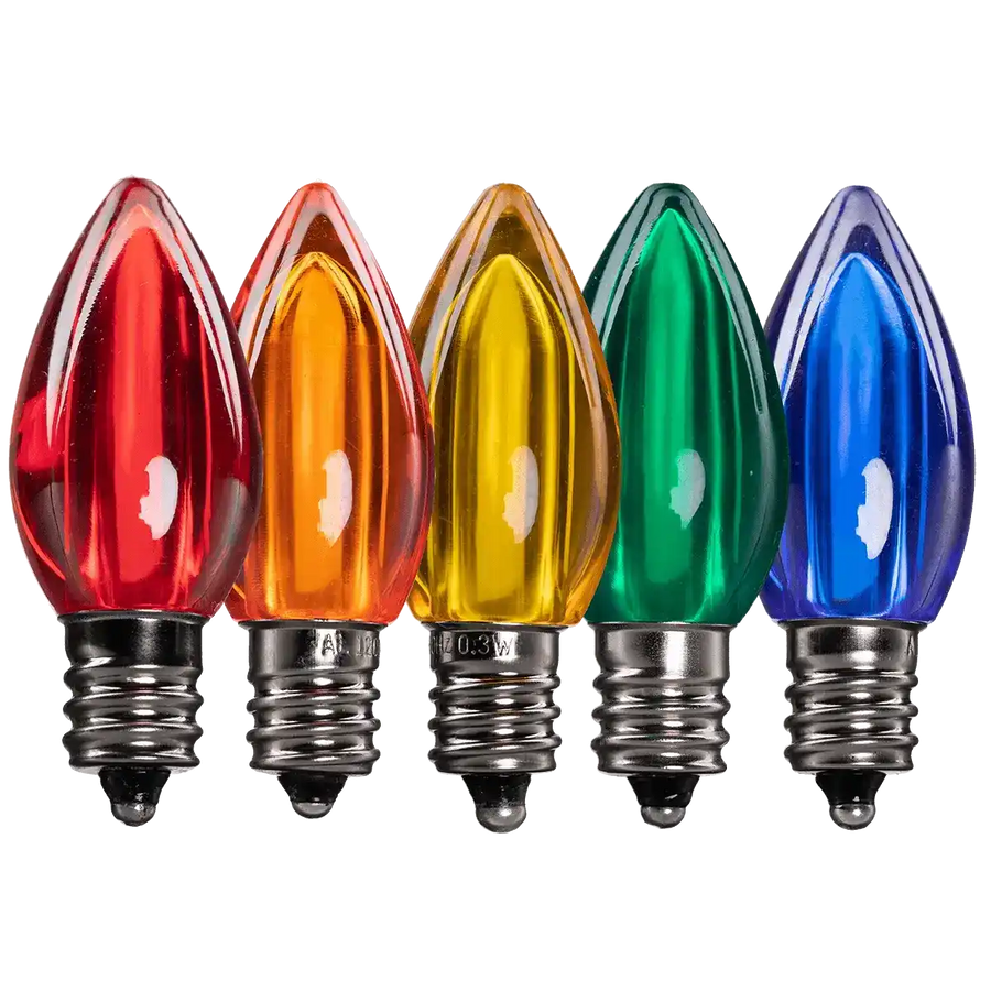 Dimmable C7 Clear Blub Multiple Colors Box of 25