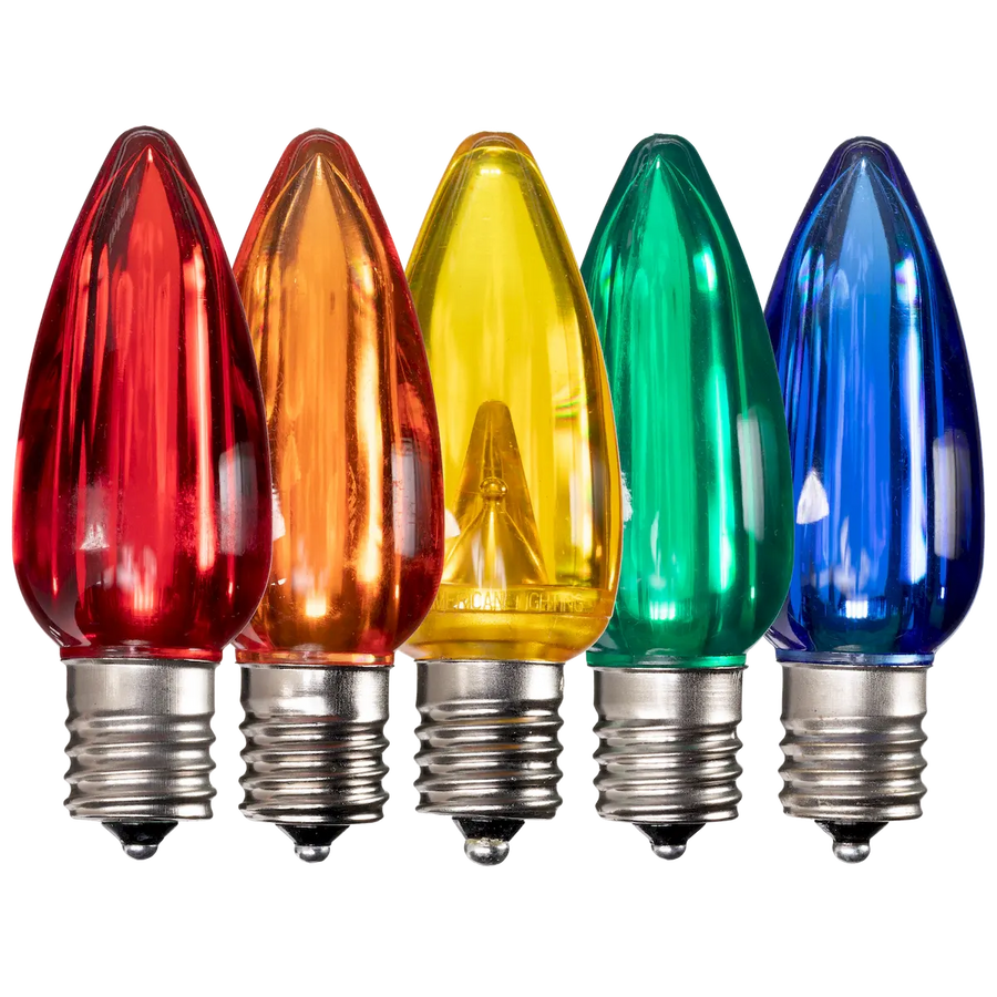 Dimmable C9 Clear Blub Multiple Colors Box of 25