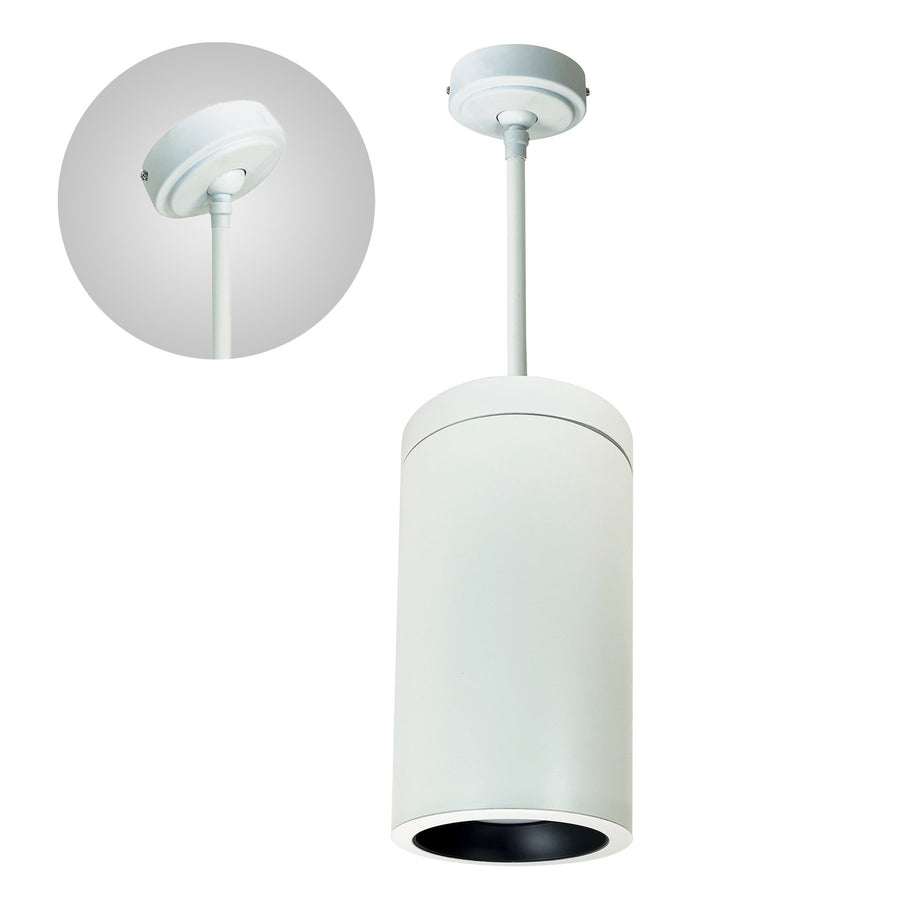 Nora Lighting 6" Cobalt Pendant Mount Cylinder, White, 1000L, 4000K, Bright White Baffle / Bright White Flange, 120V Triac/ELV Dimming – NYLD2-6P10240MPWW