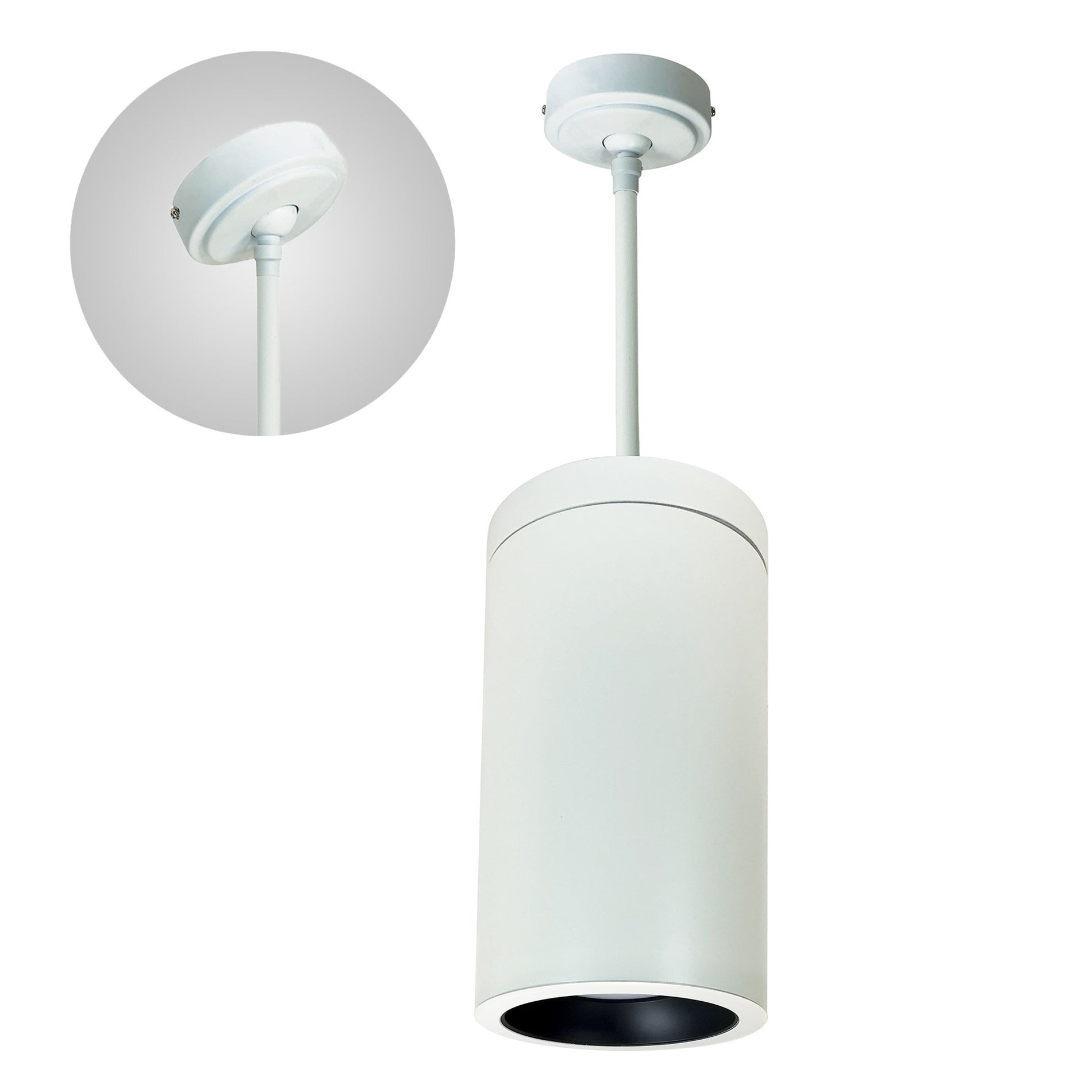 Nora Lighting 6" Cobalt Pendant Mount Cylinder, White, 1000L, 3500K, Diffused Reflector / Bright White Flange, 120V Triac/ELV/0-10V & 277V 0-10V Dimming – NYLD2-6P10135DMPWW4
