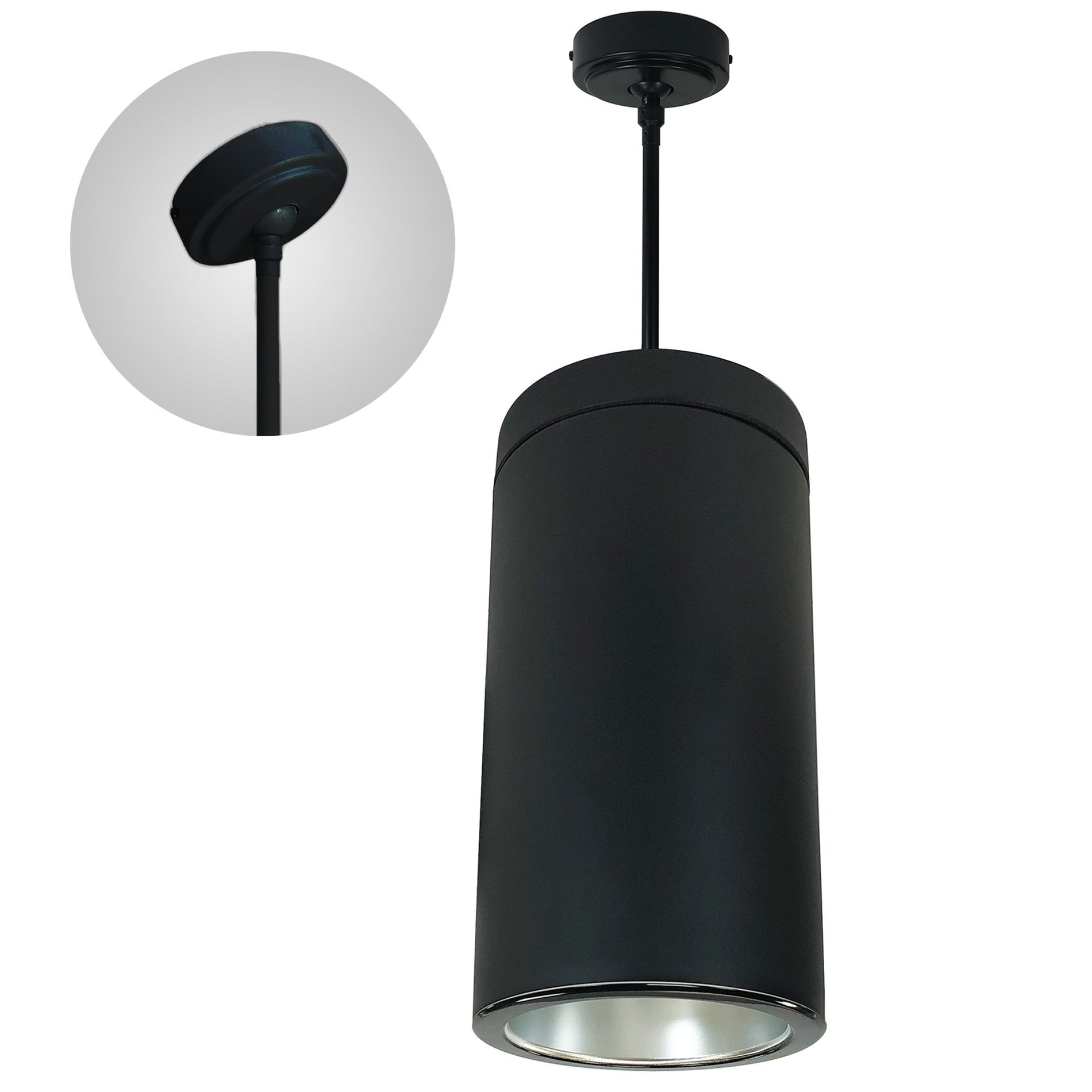 Nora Lighting 6" Sapphire III Pendant Mount White Cylinder, White Reflector/White Flange, 120-277; 0-10V Dimming, 2500lm / 24W, 2700K, Flood Optic – NYLS3-6P1L327FC12WWW