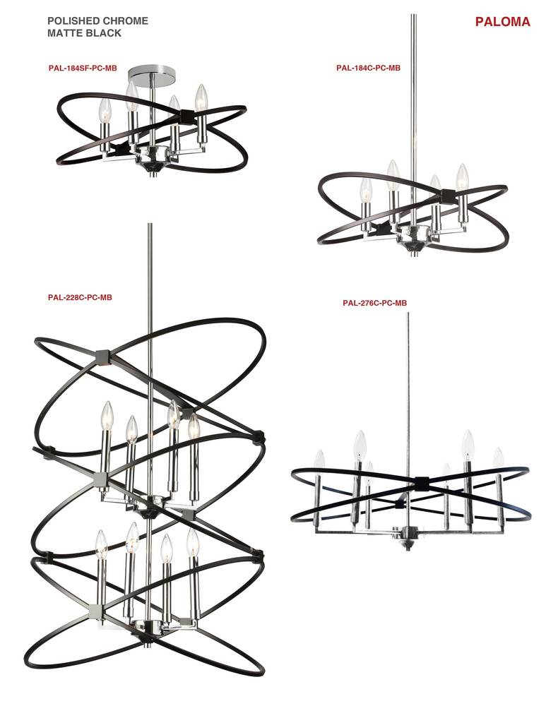 Dainolite PALOMA PAL-184C-PC-MB Chandelier Transitional - Polished Chrome