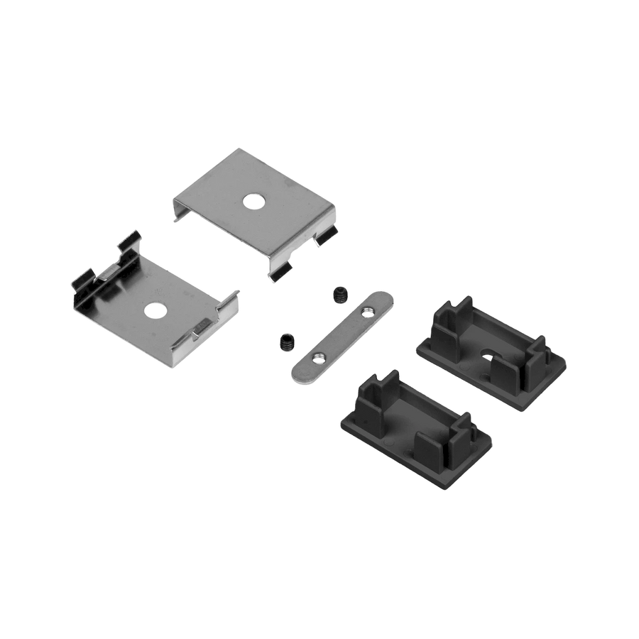 Accessory 5-Pack for GTX Bundles - Black Finish: End Cap w/hole, End Cap w/o hole, Mounting Clips, 180 Degree Splicing Strip