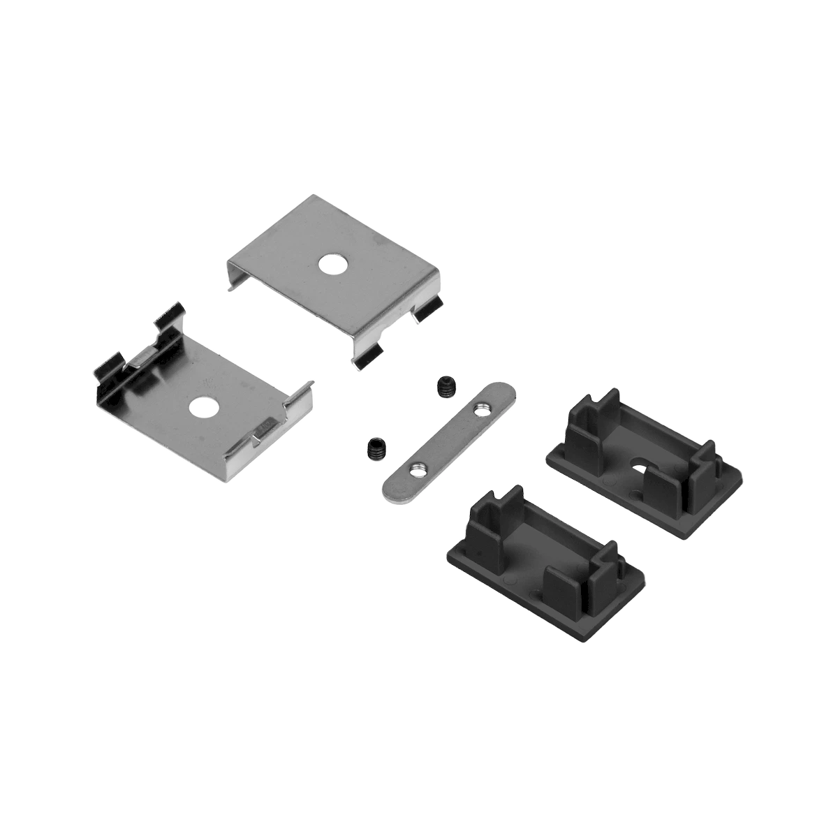 Accessory 5-Pack for GTX Bundles - Black Finish: End Cap w/hole, End Cap w/o hole, Mounting Clips, 180 Degree Splicing Strip