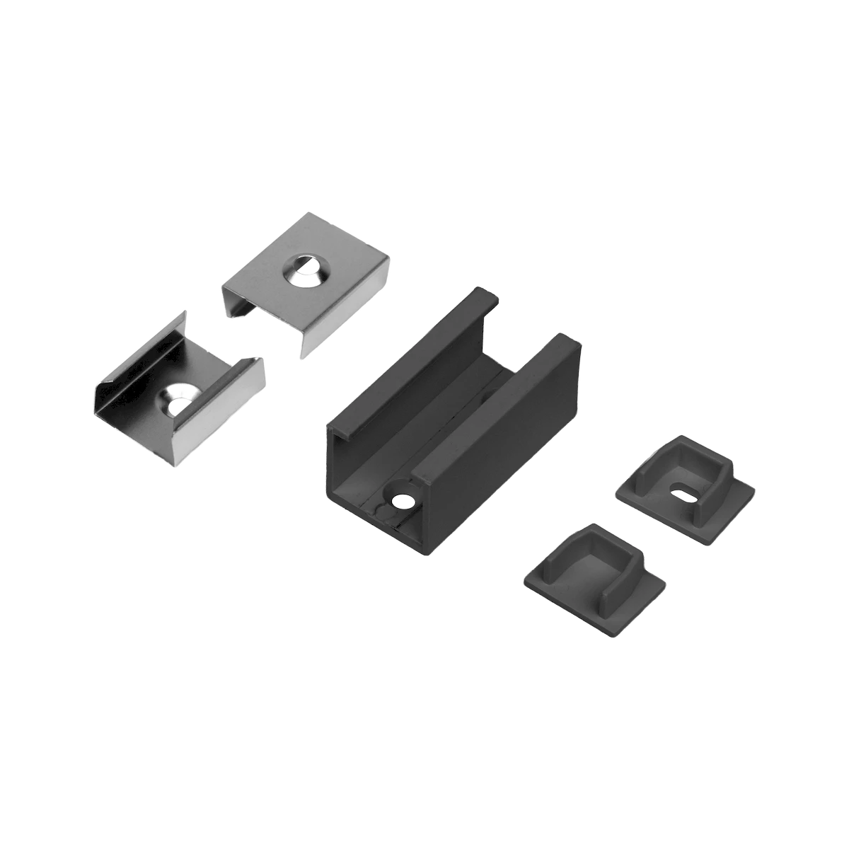 Accessory 5-Pack for Universal Bundles - Black Finish: End Cap w/hole, End Cap w/o hole, Mounting Clips