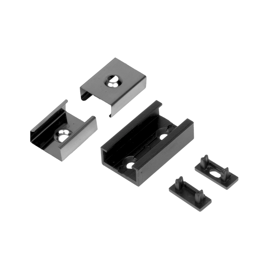 Accessory 5-Pack for Unviersal Mini Bundles - Black Finish: End Cap w/hole, End Cap w/o hole, Mounting Clips