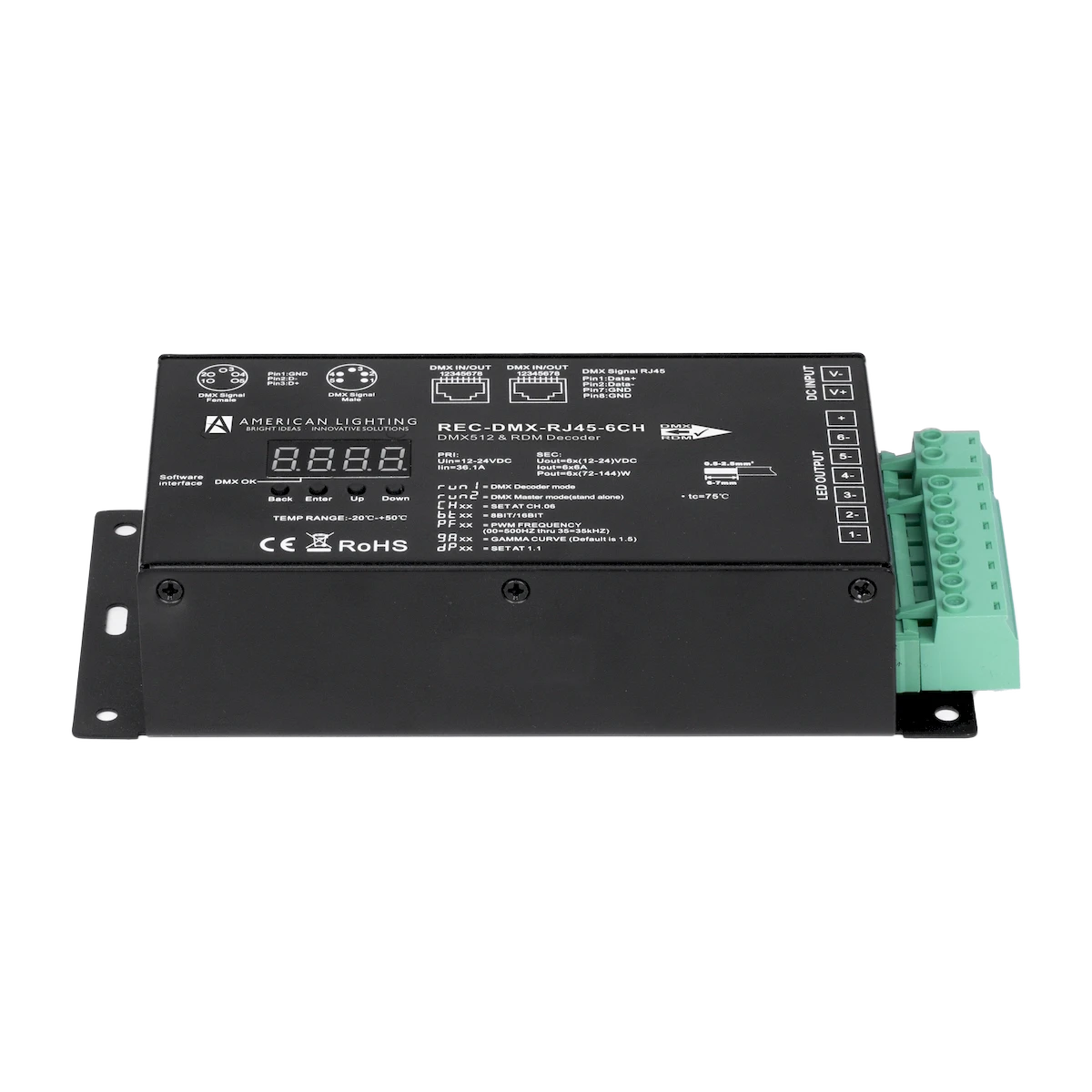DMX Decoder: 6-Channel w/RJ45