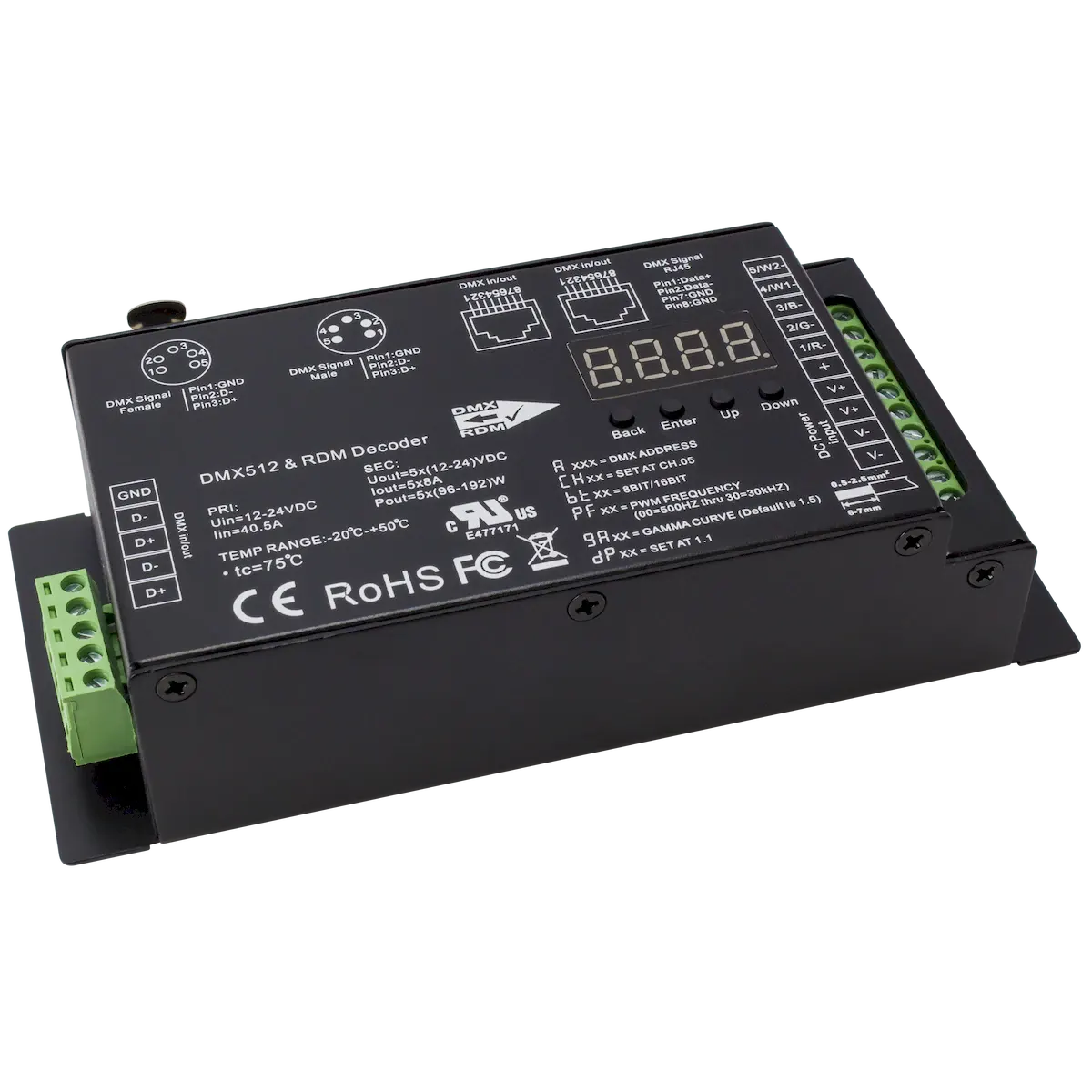 DMX Decoder: 5-Channel w/RJ45