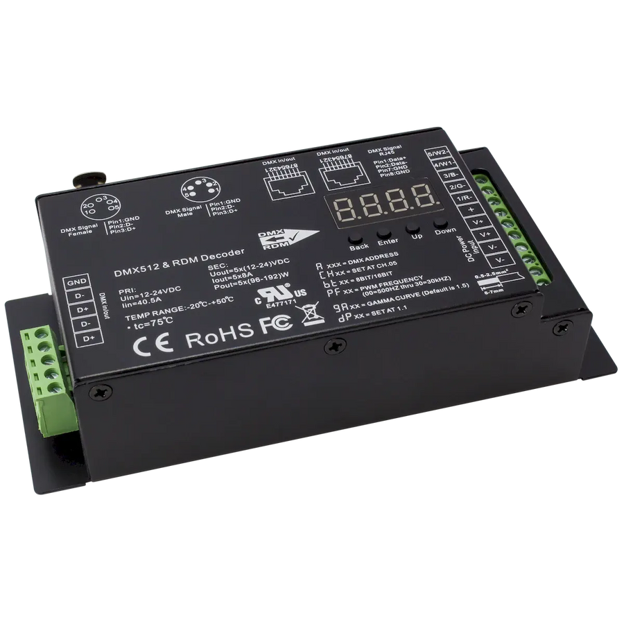 DMX Decoder: 5-Channel w/RJ45