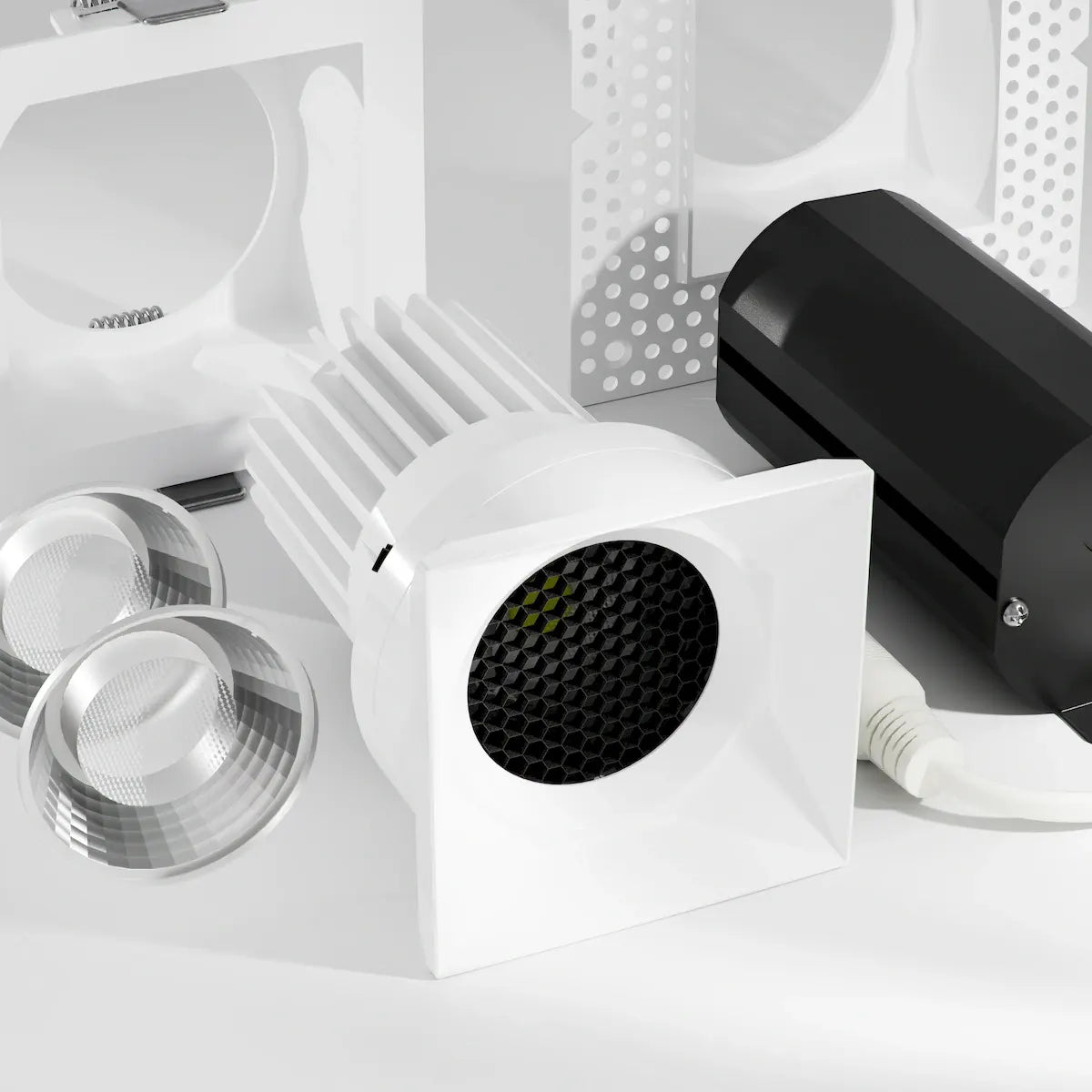 Rhyme Downlight 3in Deep Baffle Square, White Finish