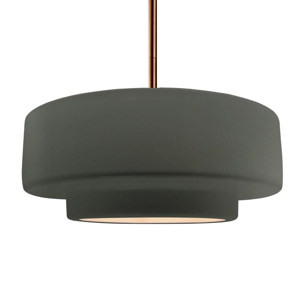 Justice Design Group RADIANCE CER-6545-PWGN-BRSS-RIGID-LED1-700 Pendant - Pewter Green