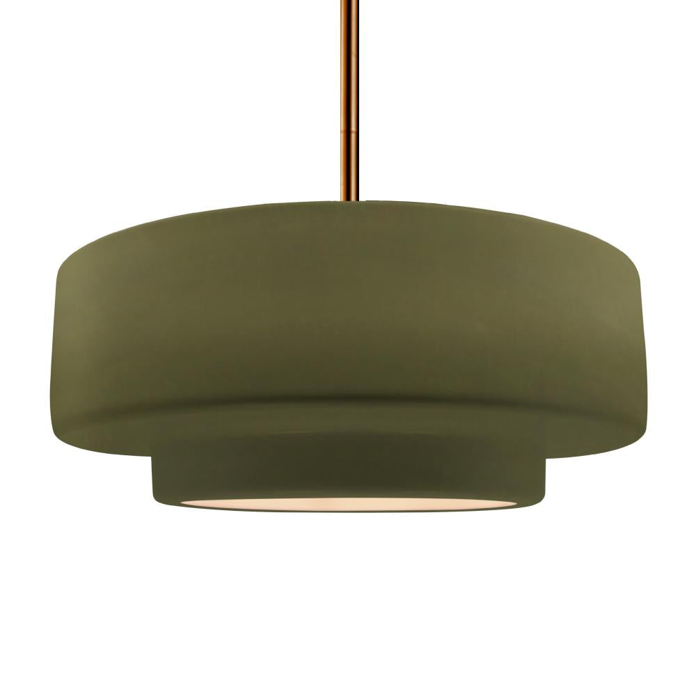 Justice Design Group RADIANCE CER-6545-MGRN-BRSS-RIGID-LED1-700 Pendant - Matte Green