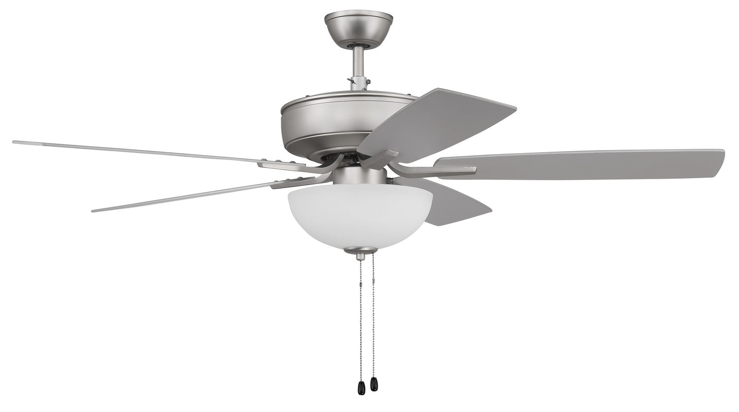 Craftmade Pro Plus 211 P211BN5-52BNGW Ceiling Fan with Light, 52 Inch - Brushed Satin Nickel, Greywood