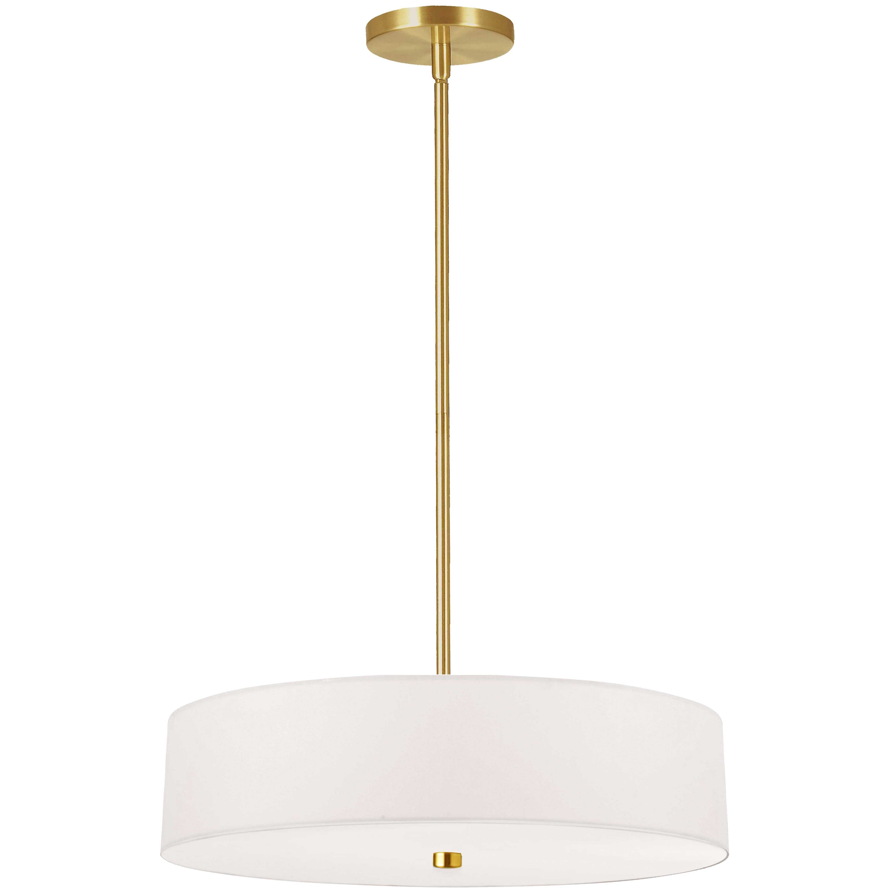 Dainolite Everly - 571-204P-AGB-WH - 4 Light Pendant Aged Brass with White Shade - White