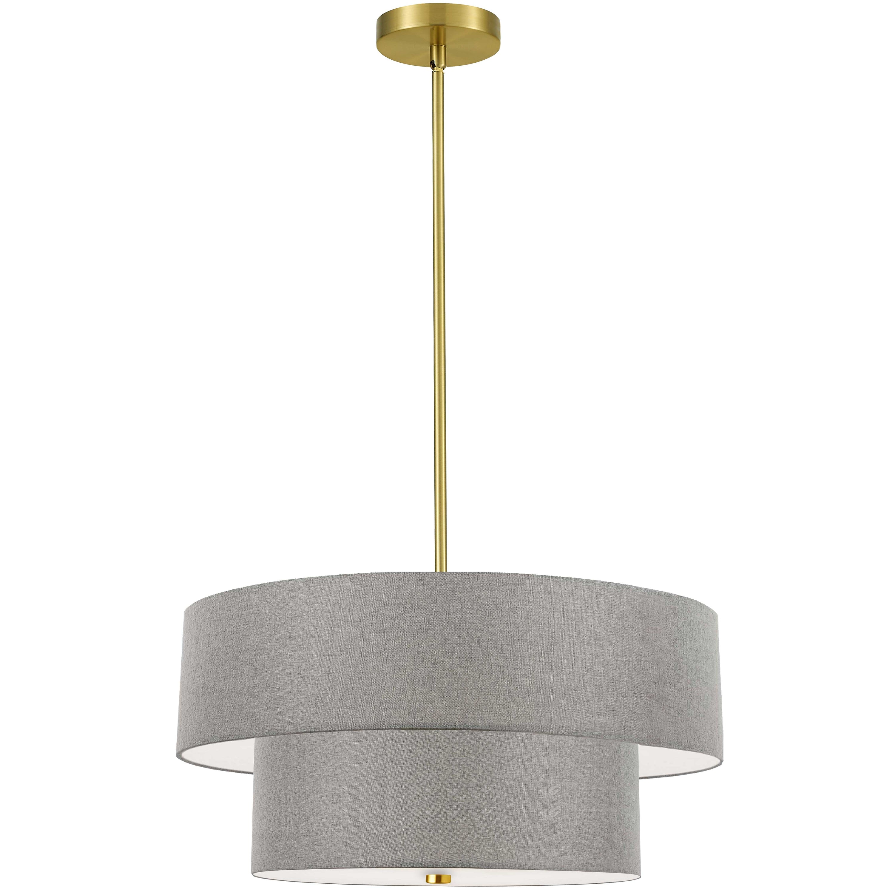 Dainolite Everly - 571-224P-AGB-GRY - 4 Light 2 Tier Pendant, Aged Brass with Grey Shade - Aged Brass