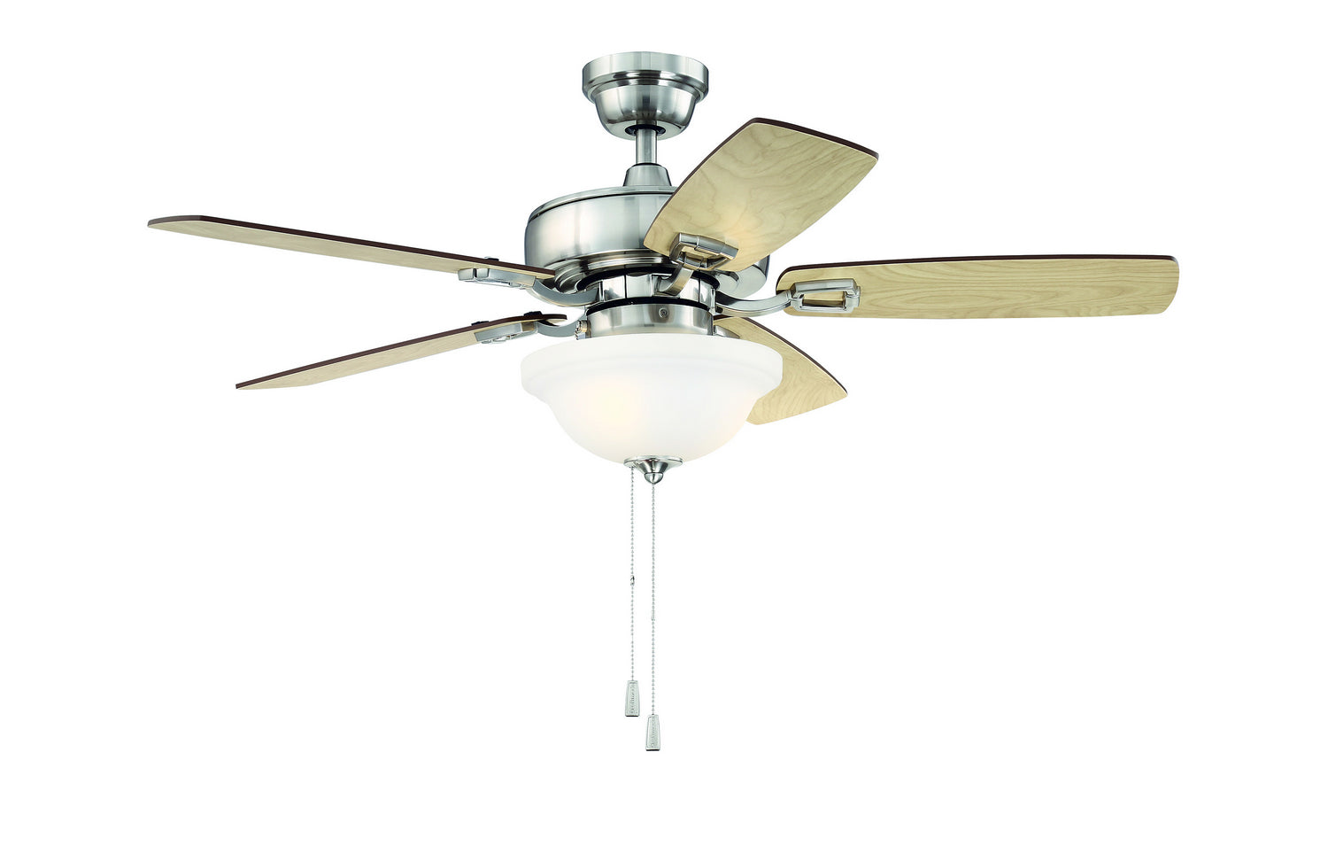 Craftmade Twist N Click TCE52BNK5C1 Ceiling Fan 52 Inch with Light - Brushed Polished Nickel, Ash/Mahogany