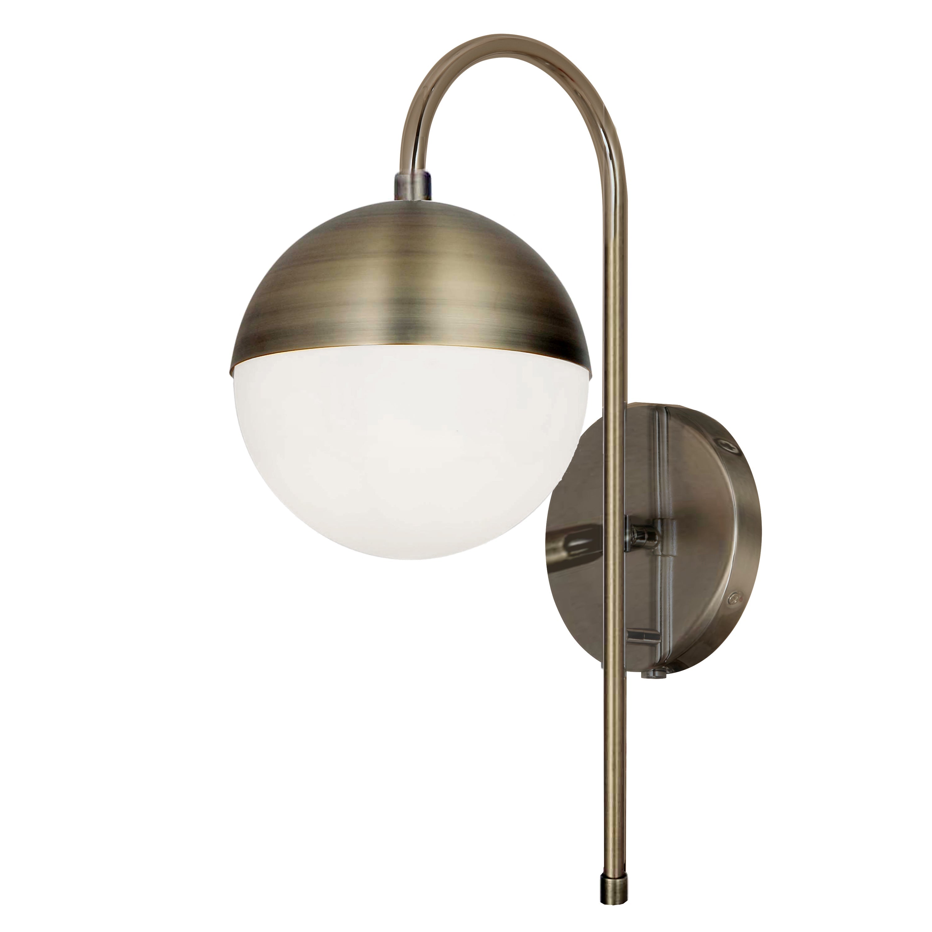 Dainolite Dayana - DAY-71W-AB - 1 Light Sconce, Antique Brass with White Glass, Hardwire and Plug-In - Antique Brass