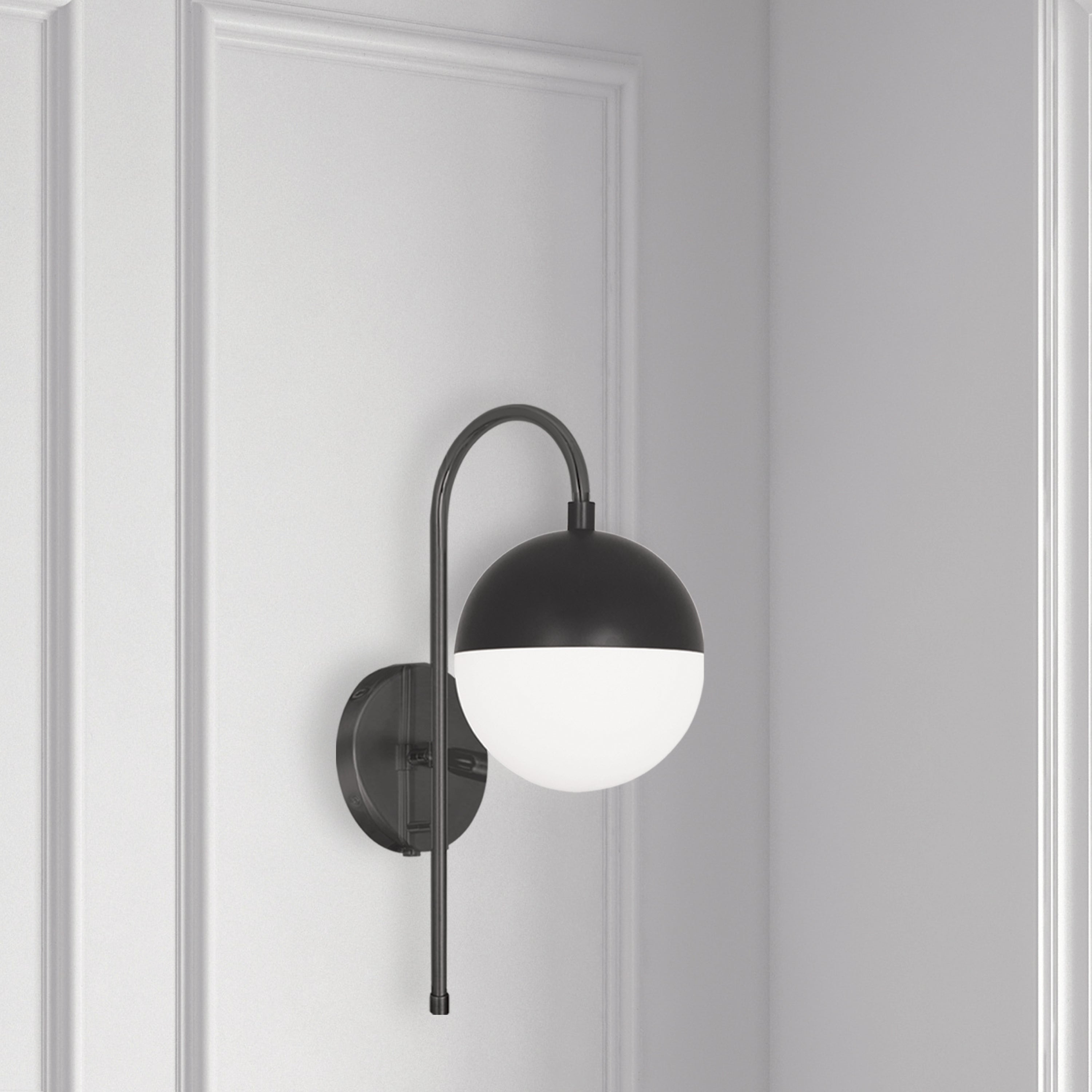 Dainolite Dayana - DAY-71W-MB - 1 Light Wall Sconce, Matte Black with White Glass, Hardwire or Plug-In - Black