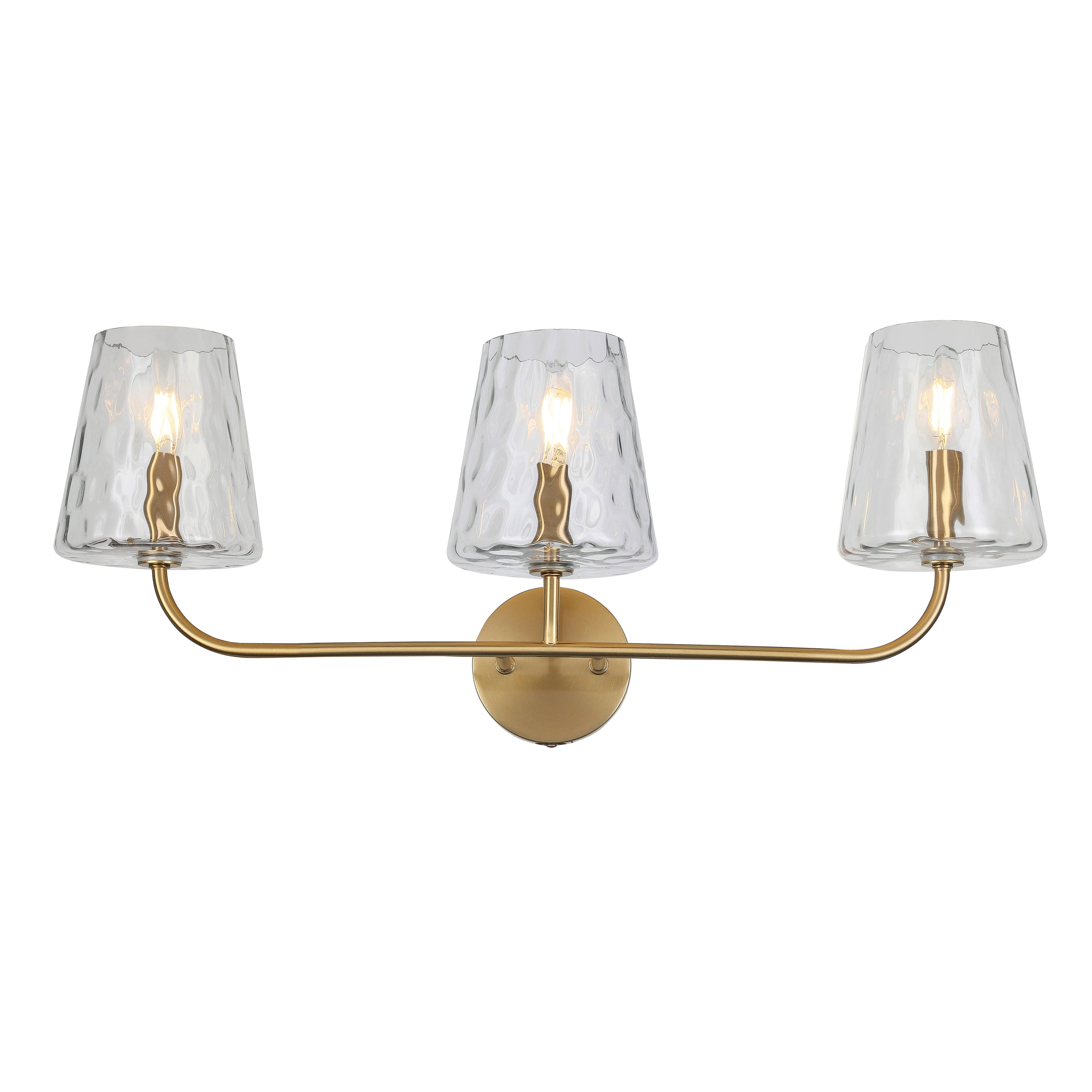 Dainolite Eleanor - ELN-213W-AGB-CLR - 3 Light Vanity Fixture Aged Brass with Clear Hammered Glass - Aged Brass