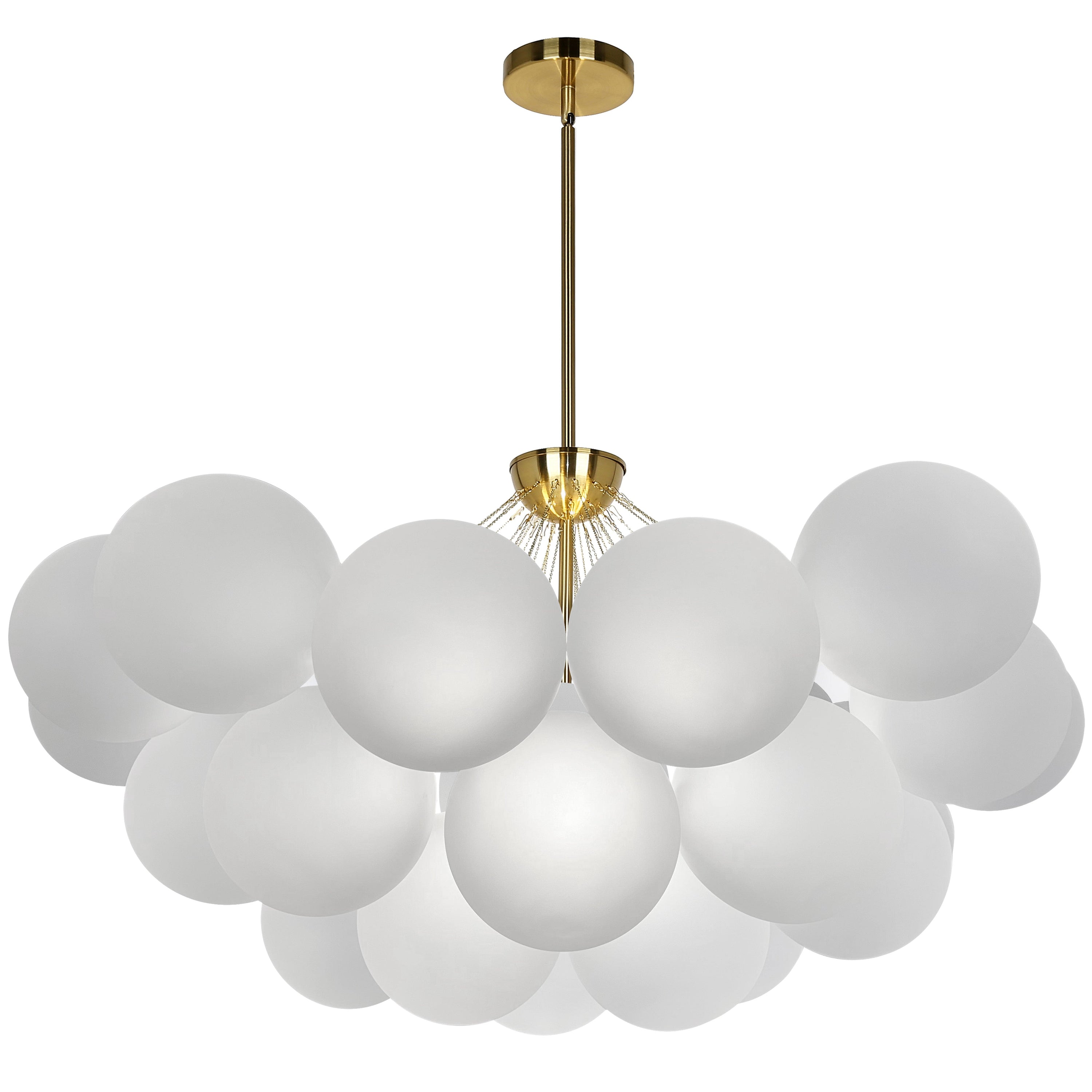 Dainolite Miles - MLS-358C-AGB-FR - 8 Light Aged Brass Chandelier Fixture w/ Frosted Glass - White