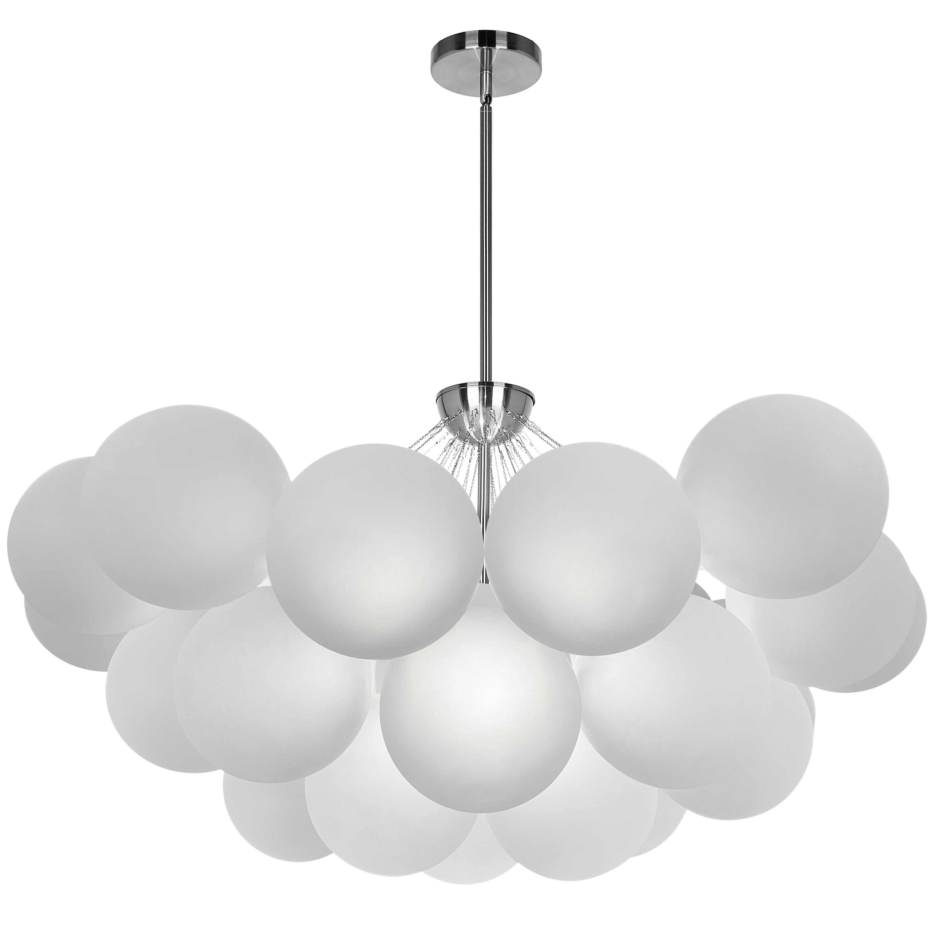 Dainolite Miles - MLS-358C-PC-FR - 8 Light Polished Chrome Chandelier Fixture w/ Frosted Glass - White