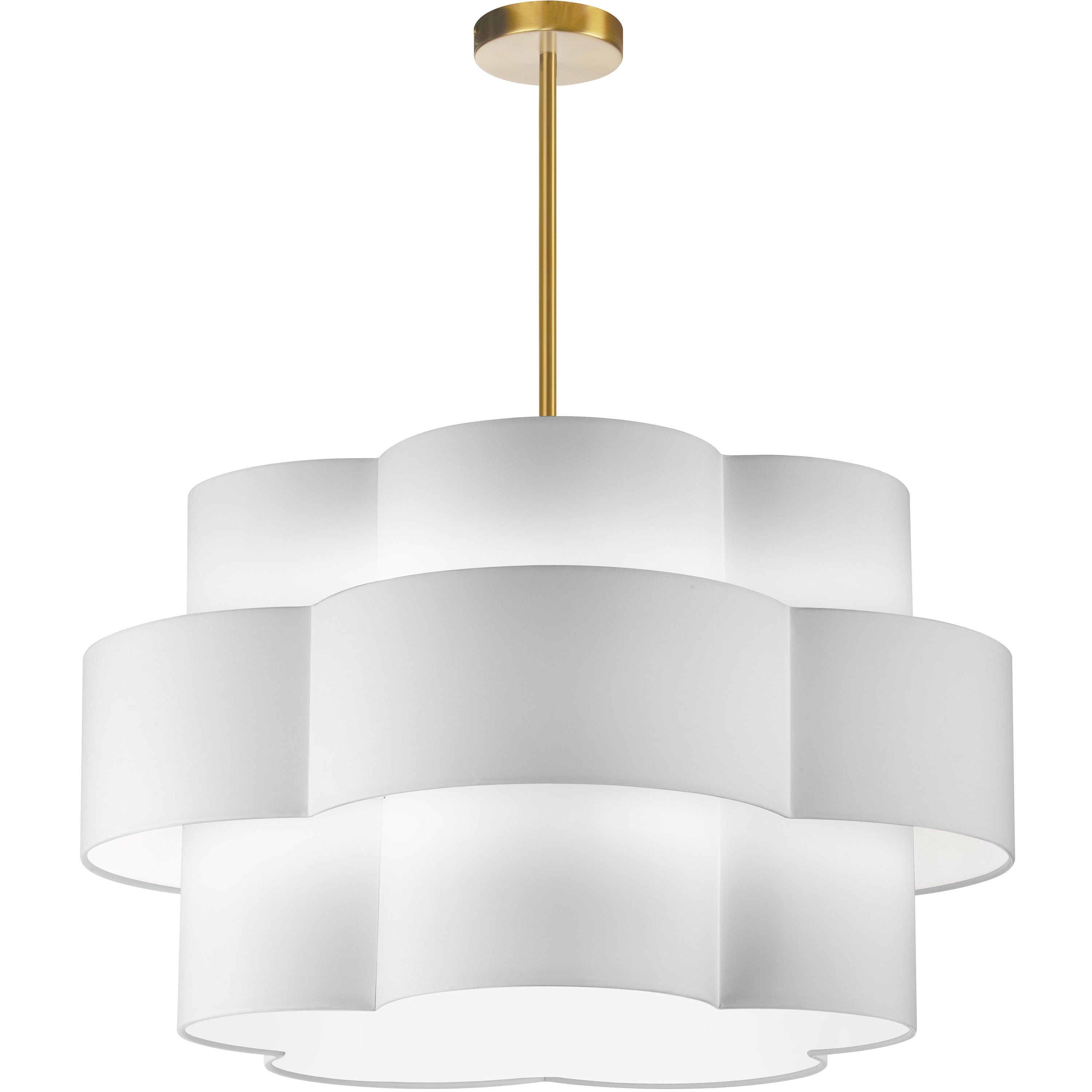 Dainolite Phlox - PLX-284C-AGB-WH - 4 Light Chandelier Fixture, Aged Brass with White Shade - White