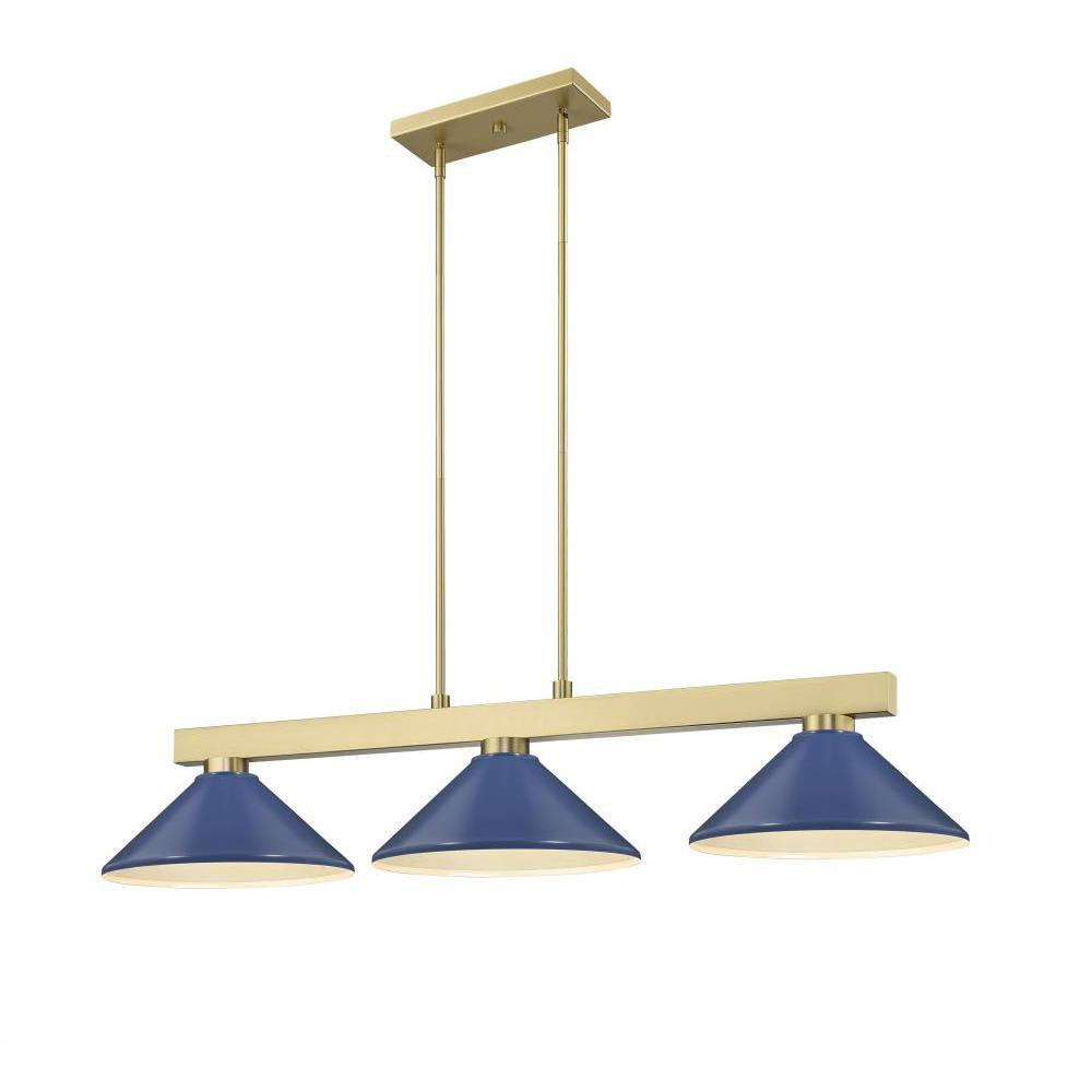 Z-Lite Cobalt 49.75-Inch Long 3-Light Billiard in Modern Gold – 152MGLD-MNB