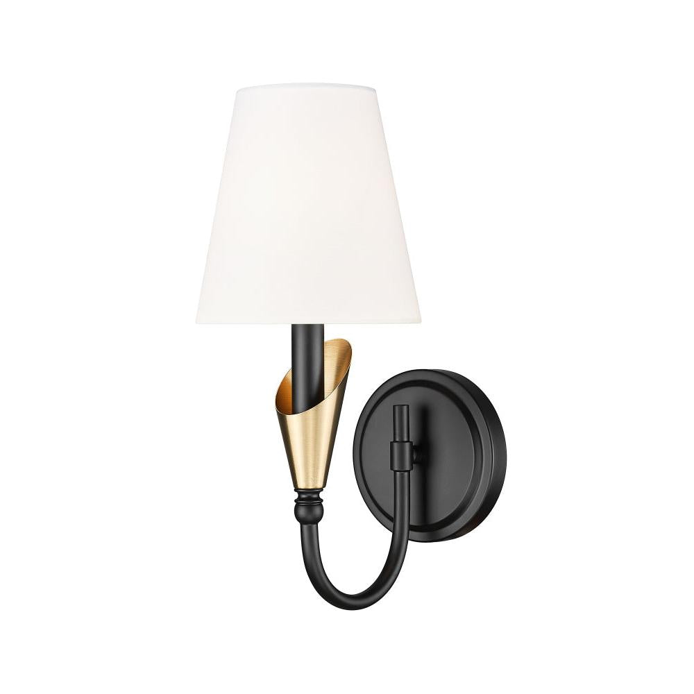 Z-Lite Claudelle 5.75-Inch Wide 1-Light Wall Sconce in Matte Black + Modern Gold – 4014-1S-MB-MGLD