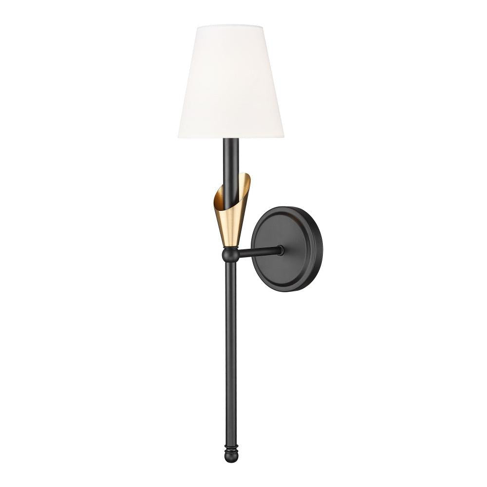 Z-Lite Claudelle 5.75-Inch Wide 1-Light Wall Sconce in Matte Black + Modern Gold – 4014-1SA-MB-MGLD