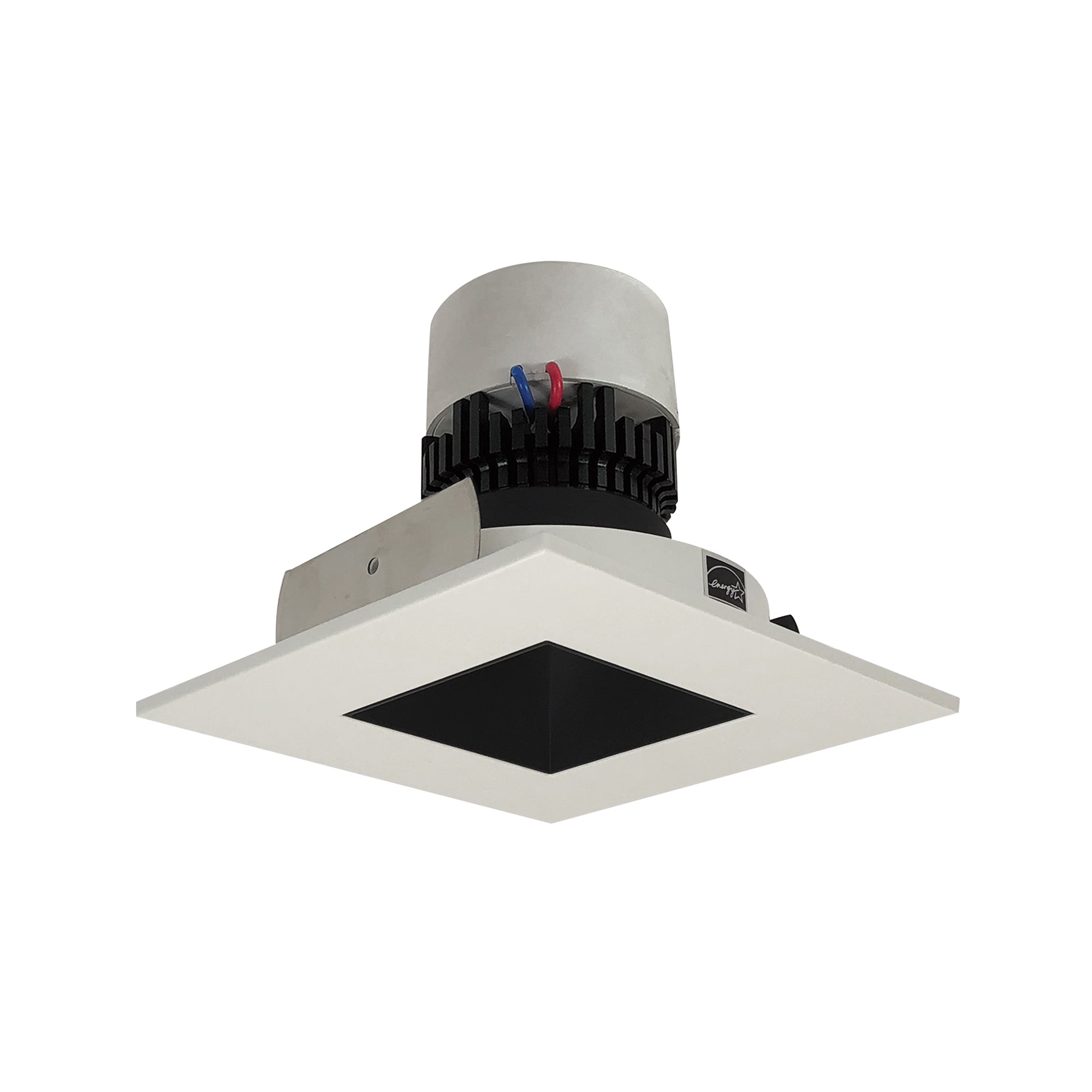 Nora Lighting 4" Pearl 120V LED Square Retrofit Reflector with Square Aperture, 1150lm / 10W, 3500K, Black Reflector / Warm White Flange